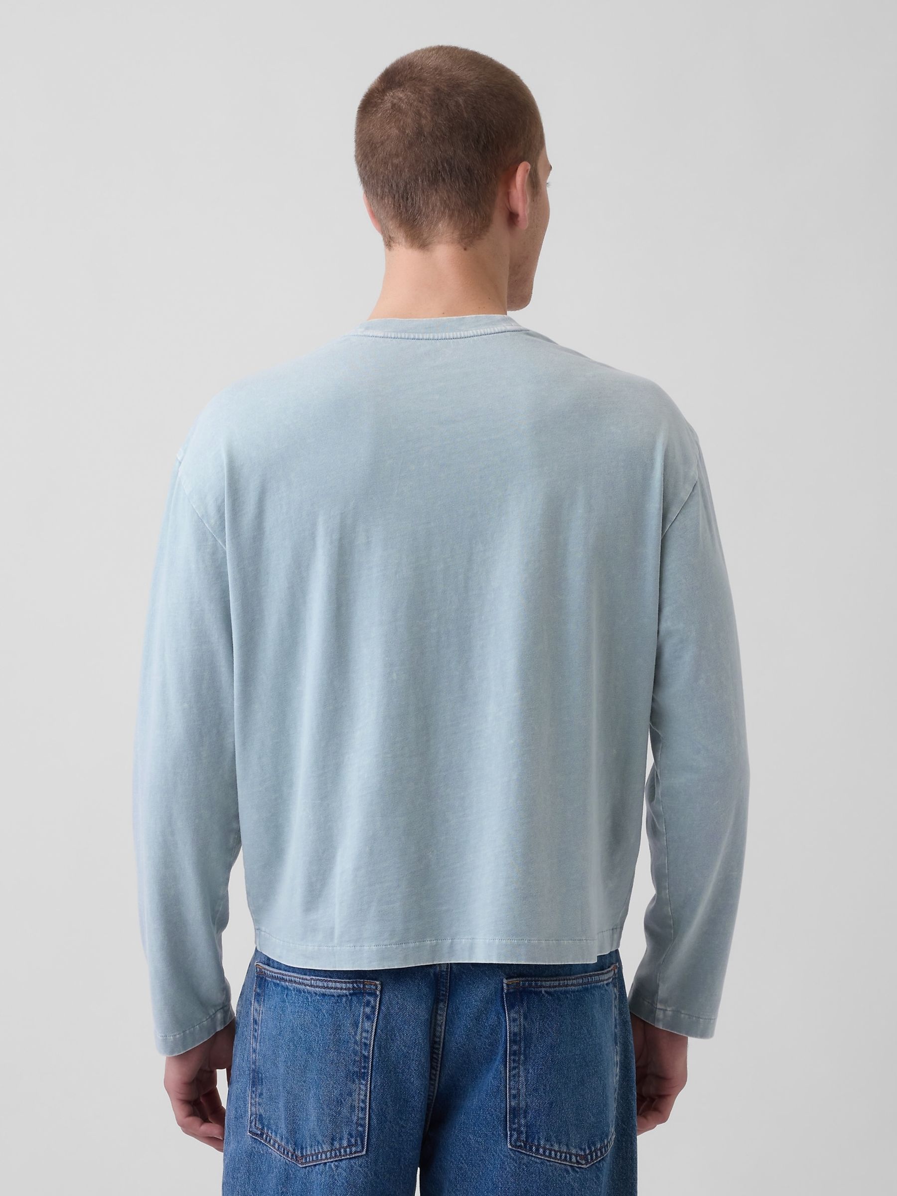 Blue Relaxed Logo Boxy Long Sleeve T-Shirt - Image 2 of 4