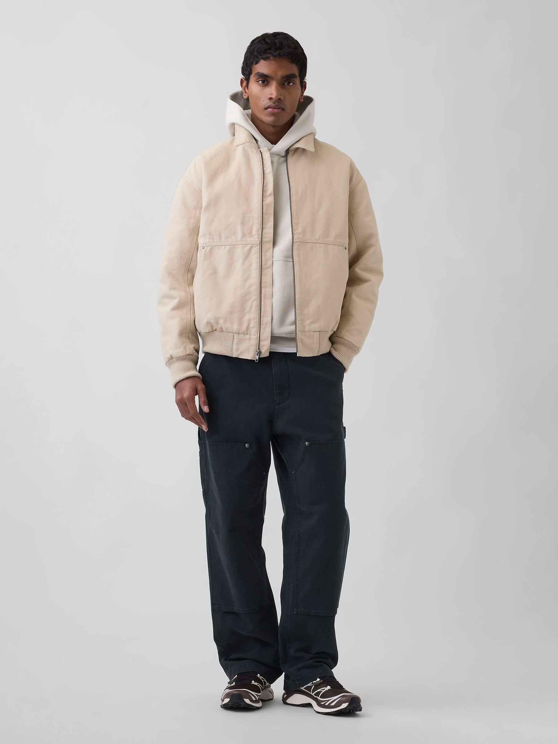 Cream Canvas Bomber Jacket - Image 3 of 4