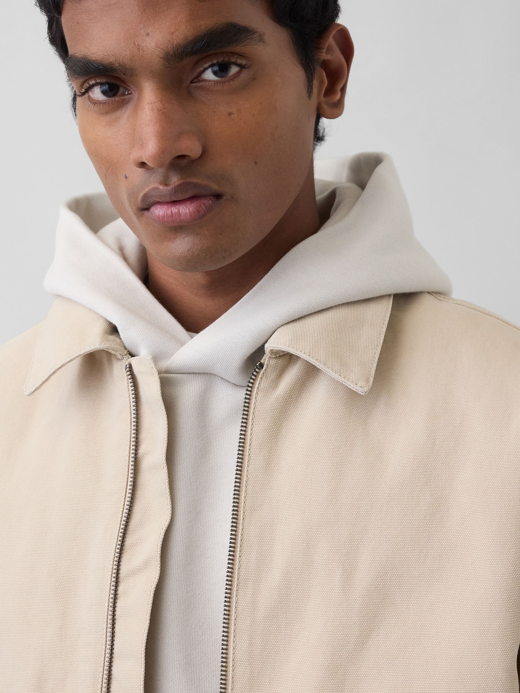 Cream Canvas Bomber Jacket - Image 4 of 4