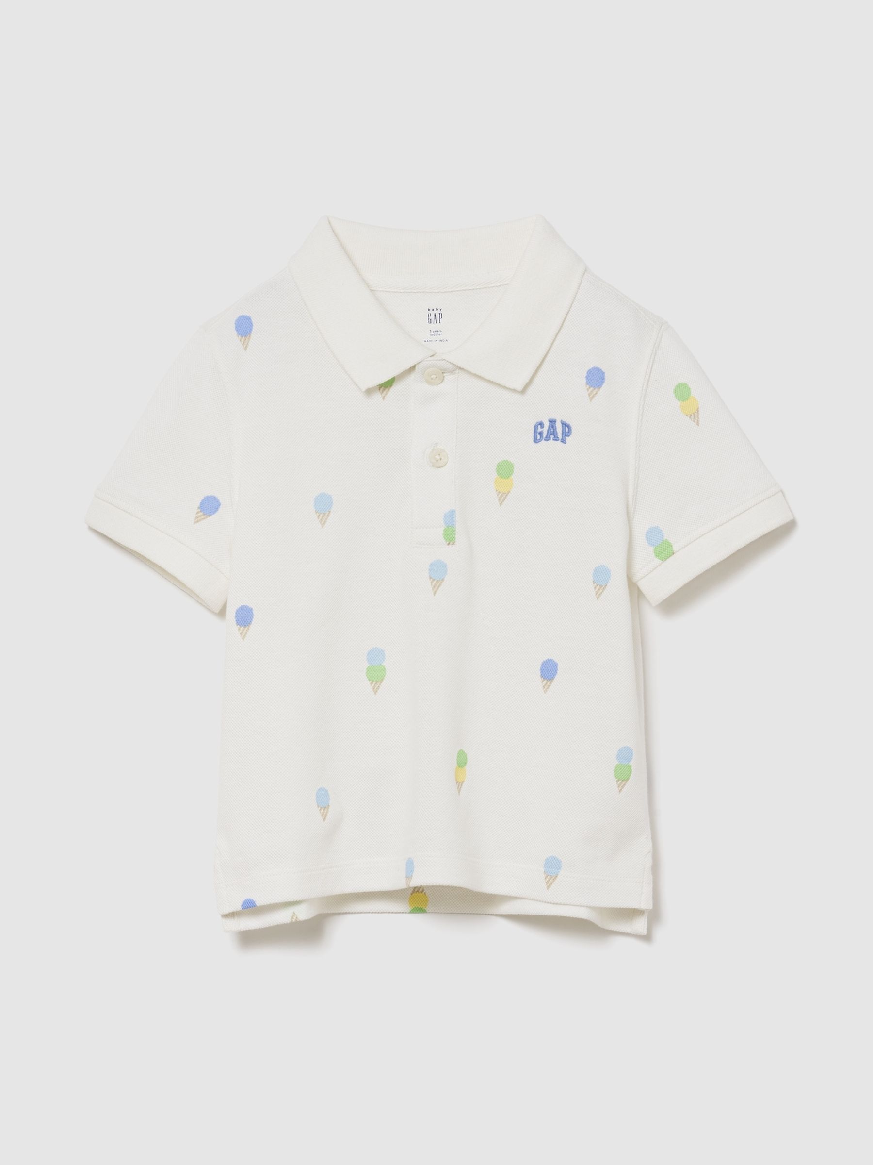 White Ice Cream Pique Polo Shirt - Image 1 of 3