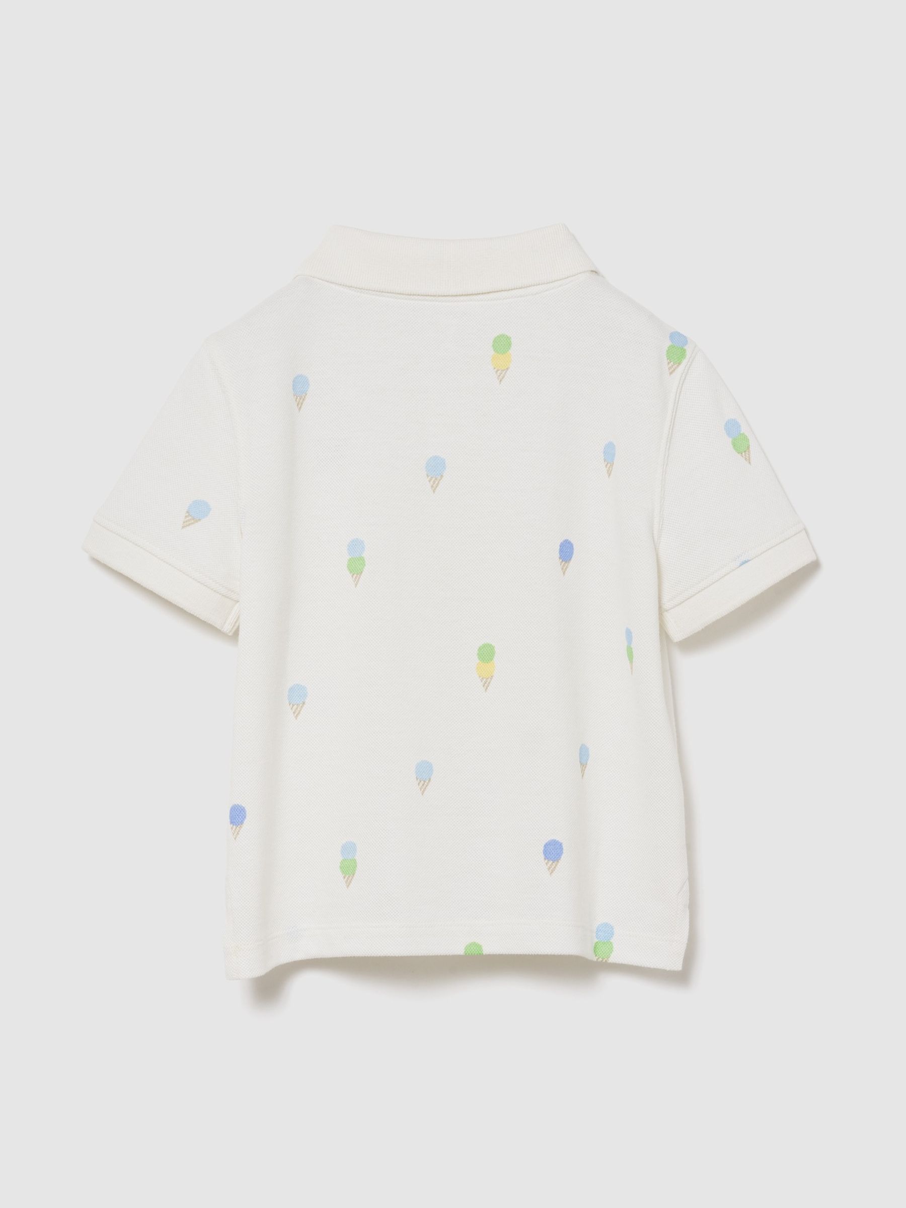 White Ice Cream Pique Polo Shirt - Image 2 of 3