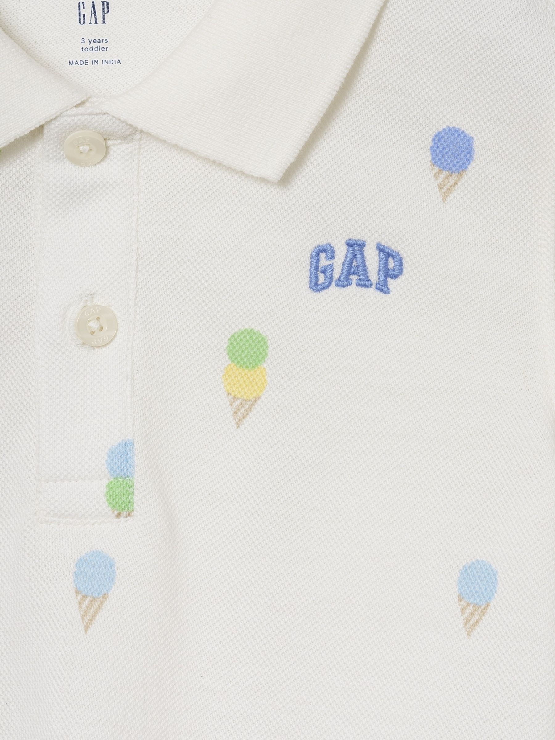 White Ice Cream Pique Polo Shirt - Image 3 of 3