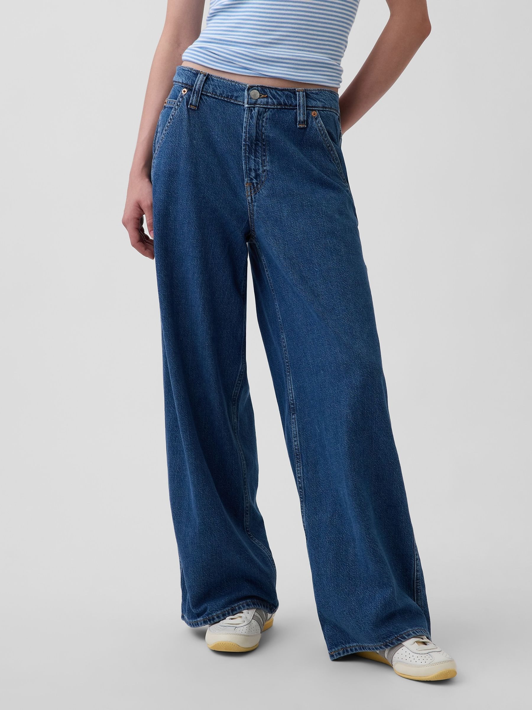 Dark Wash Mid Rise UltraSoft Baggy Jeans - Image 1 of 4