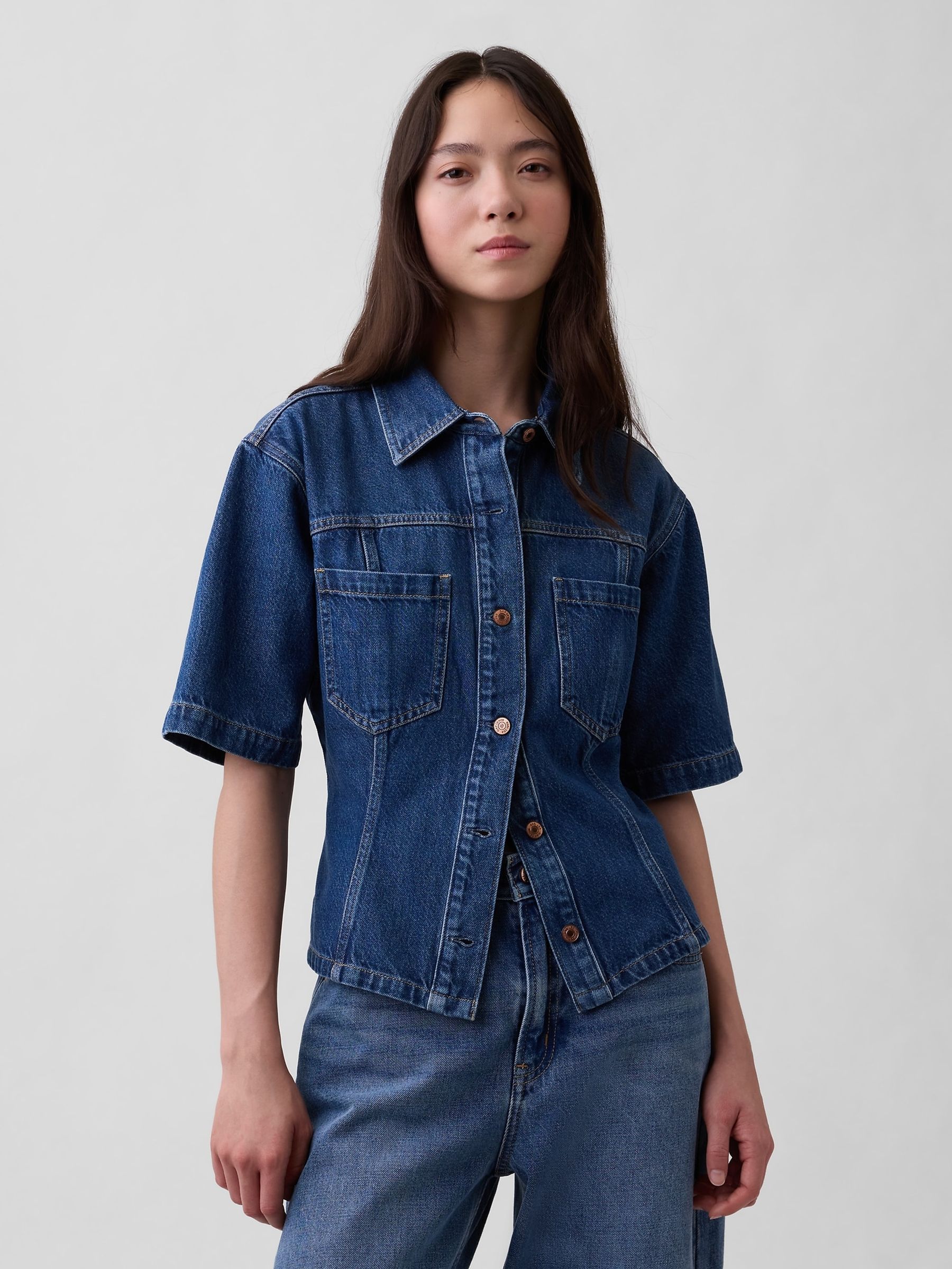 Blue UltraSoft Denim Pocket Shirt - Image 1 of 4