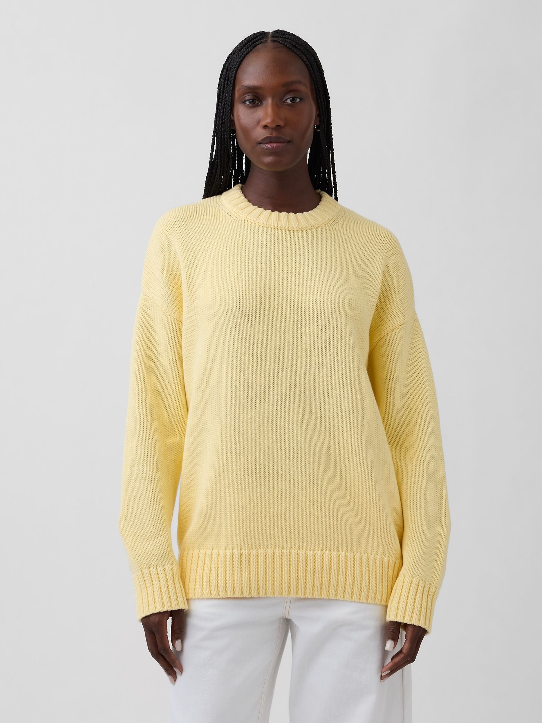 Yellow Cotton Oversized Jumper - Image 1 of 4 Yellow Cotton Oversized Jumper - Image 1 of 4