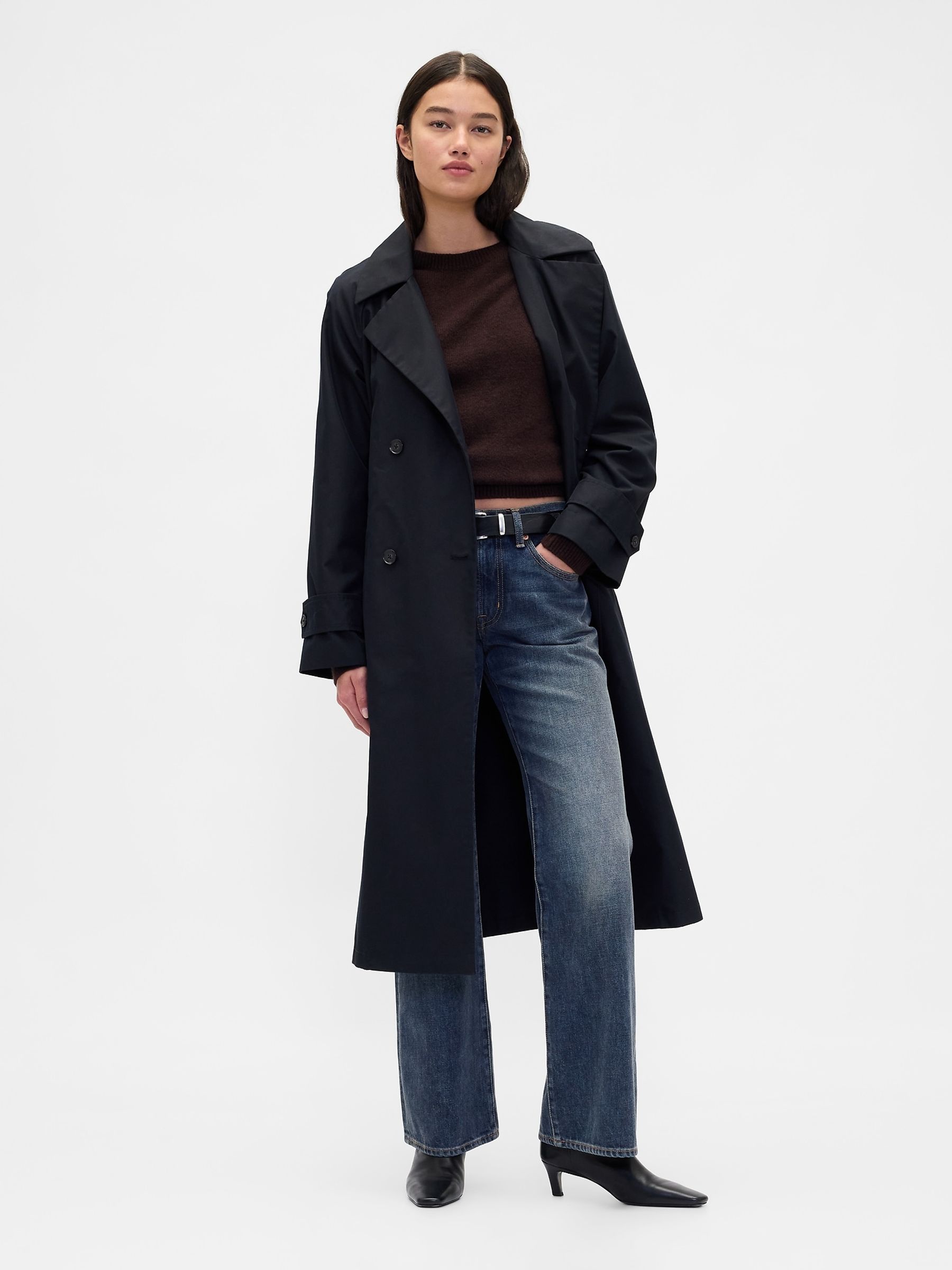 Medium Indigo Mid Rise Rigid Relaxed Flare Jeans - Image 4 of 4