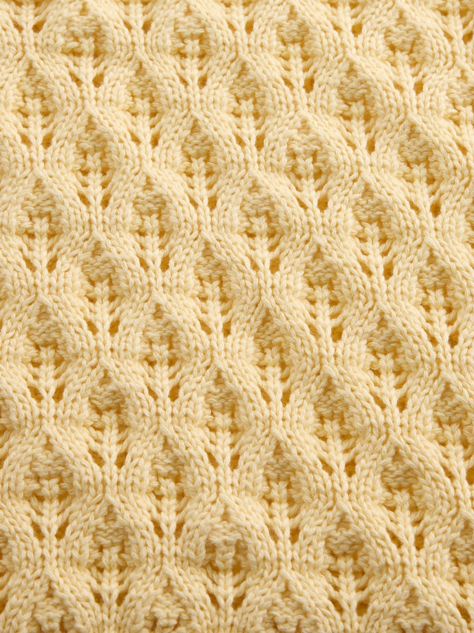 Yellow Crochet Oversized Crew Neck Jumper - Image 5 of 5