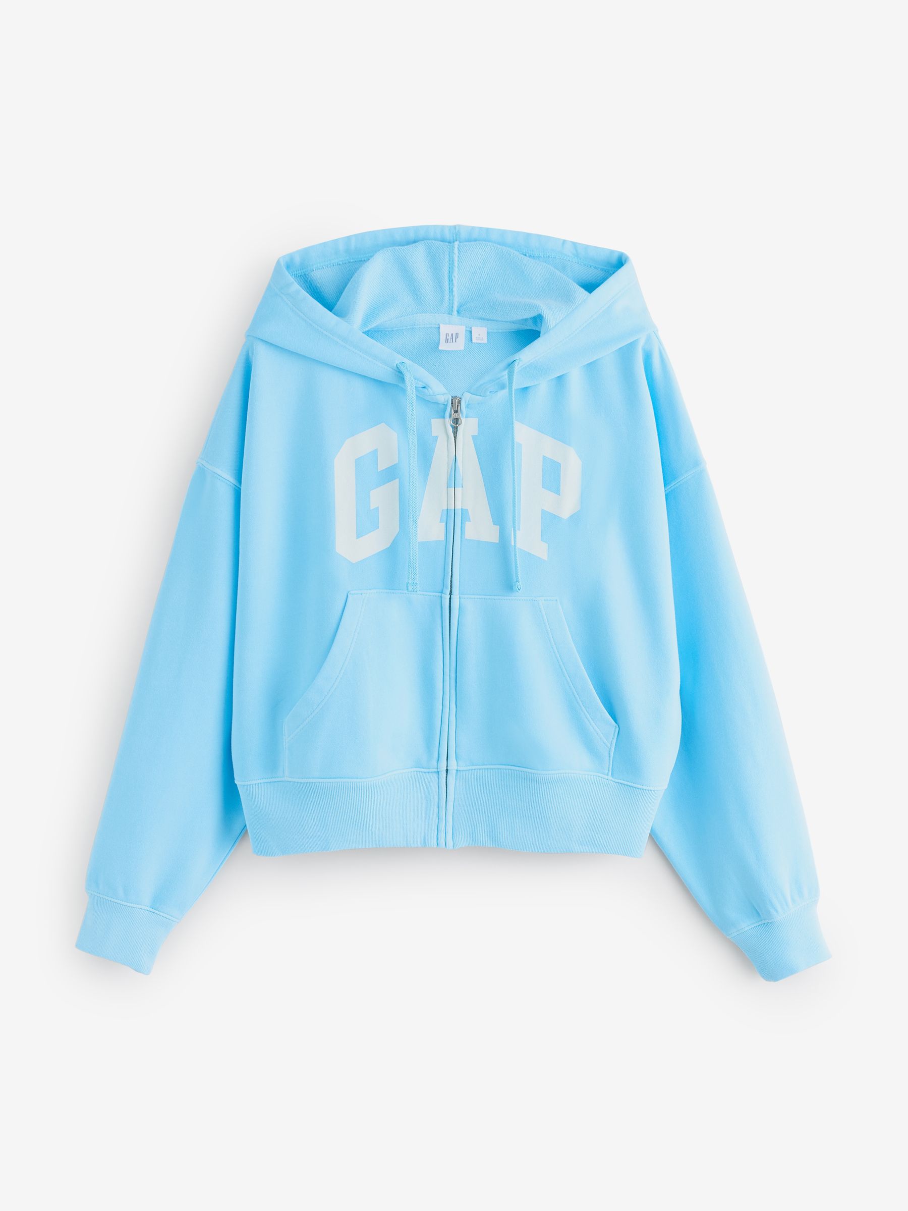 Blue Oversized Logo French Terry Zip Hoodie - Image 1 of 5 Blue Oversized Logo French Terry Zip Hoodie - Image 1 of 5