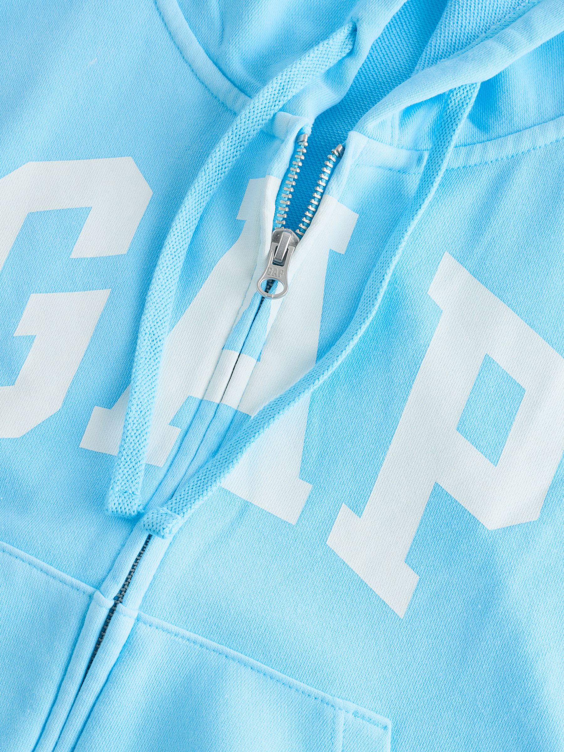 Blue Oversized Logo French Terry Zip Hoodie - Image 4 of 5