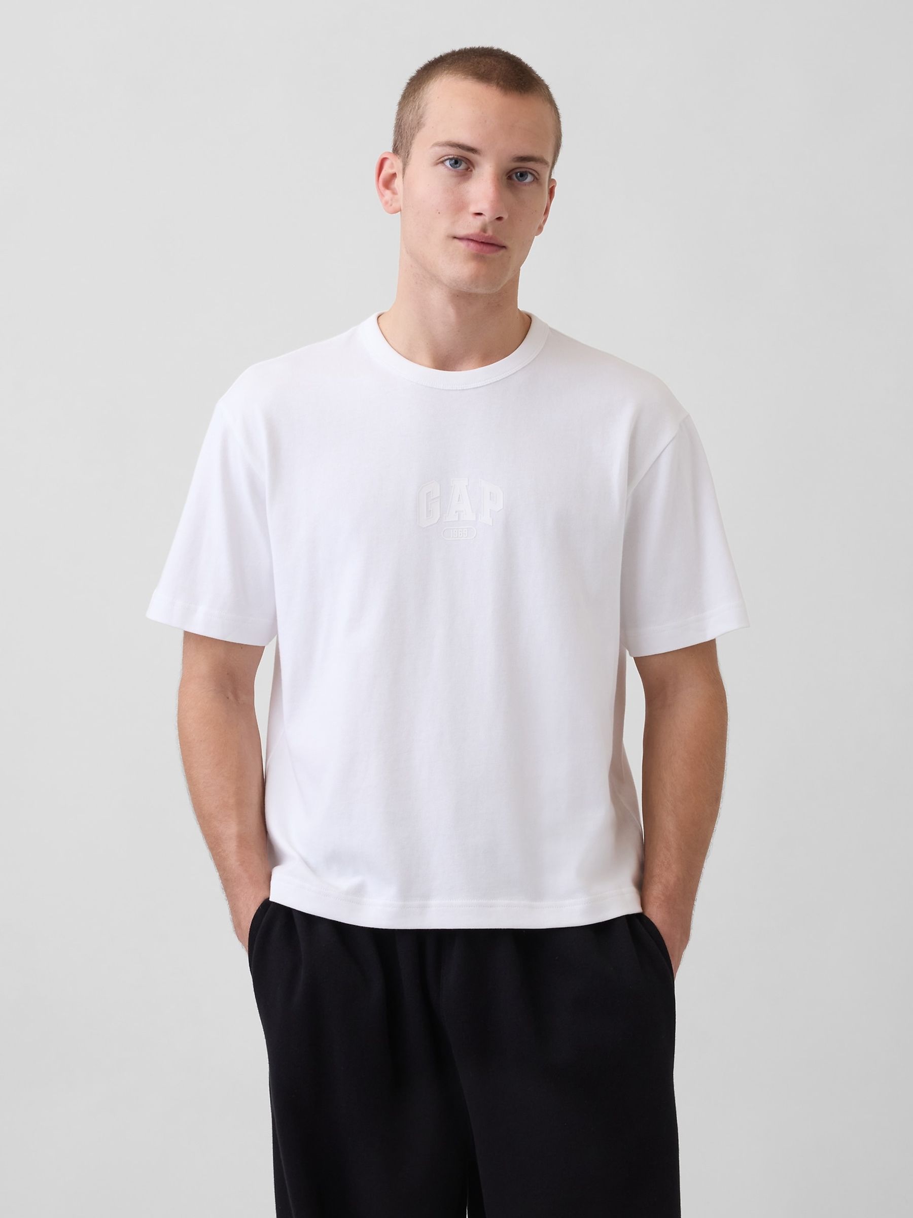 White Heavyweight Relaxed 1969 Logo Boxy T-Shirt - Image 1 of 4