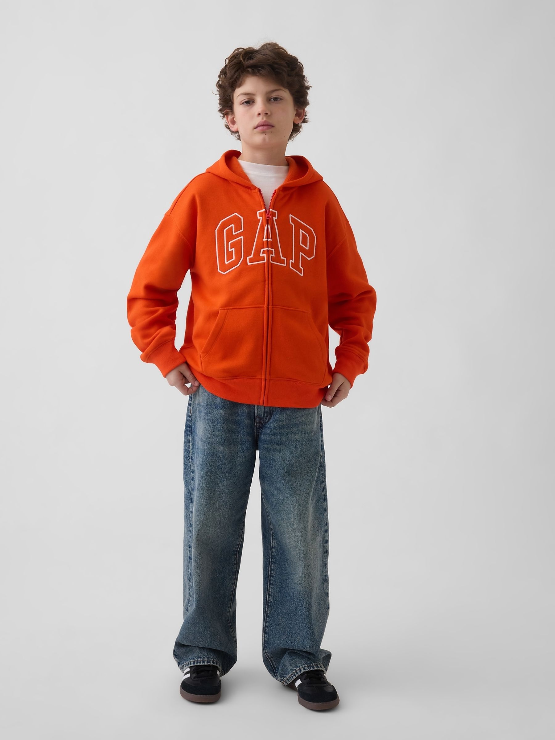 Orange Relaxed Logo French Terry Zip Hoodie (4-13yrs) - Image 3 of 5