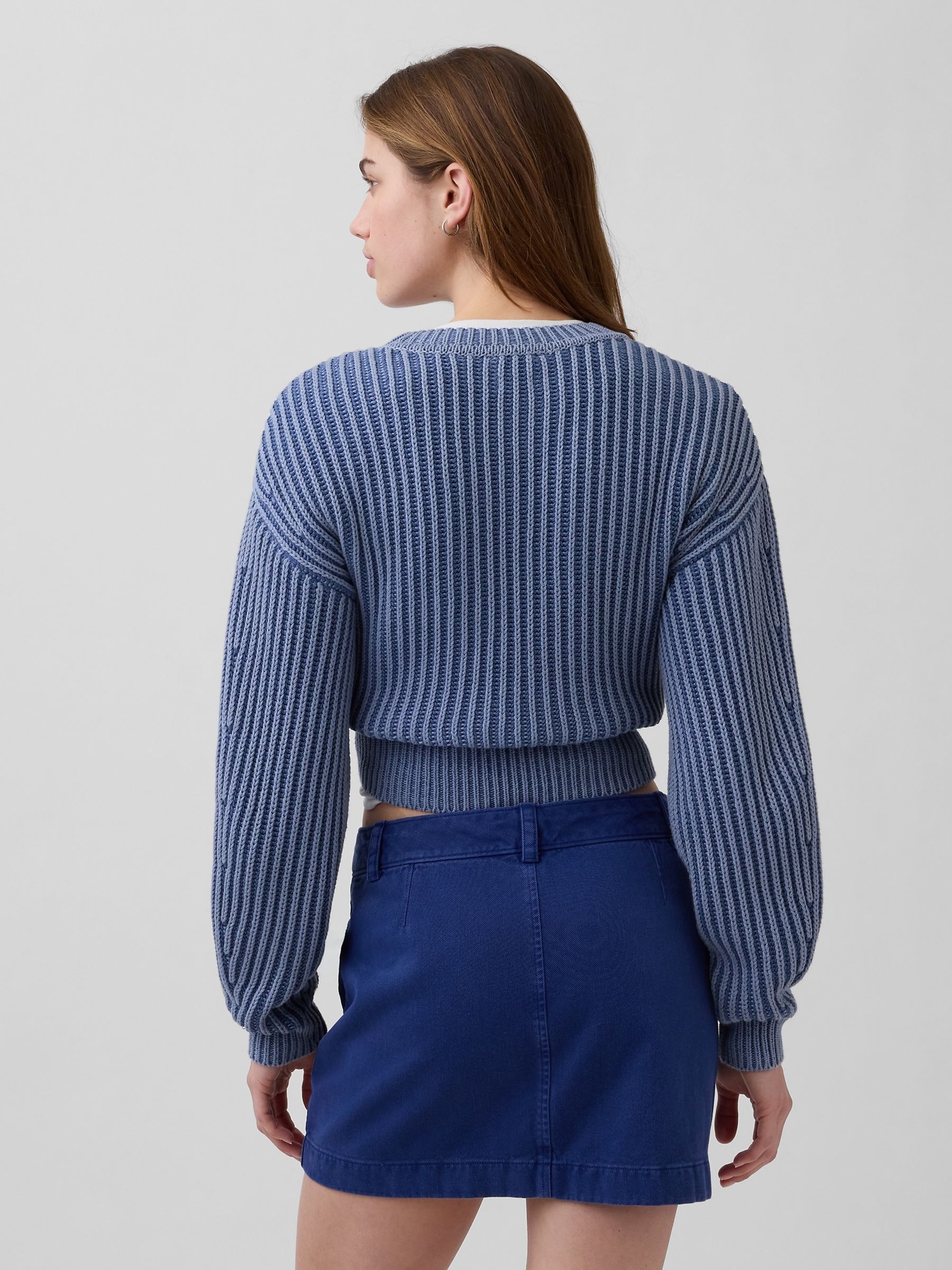 Blue Barrel-Sleeve Crop Jumper - Image 2 of 4