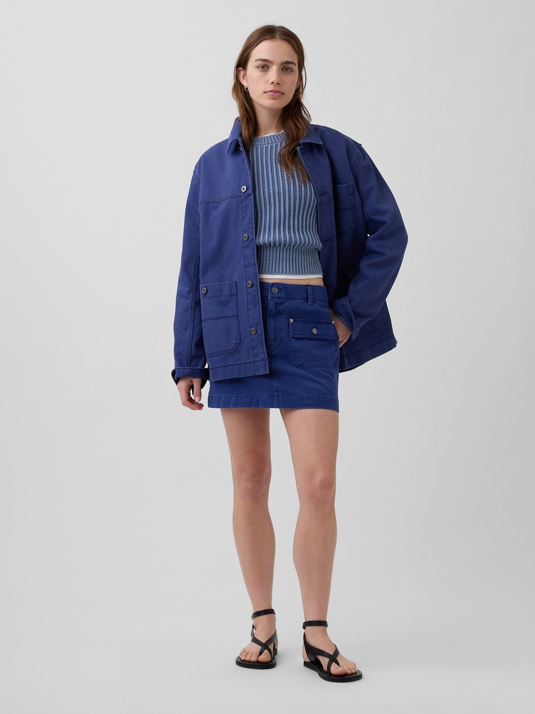 Blue Barrel-Sleeve Crop Jumper - Image 3 of 4