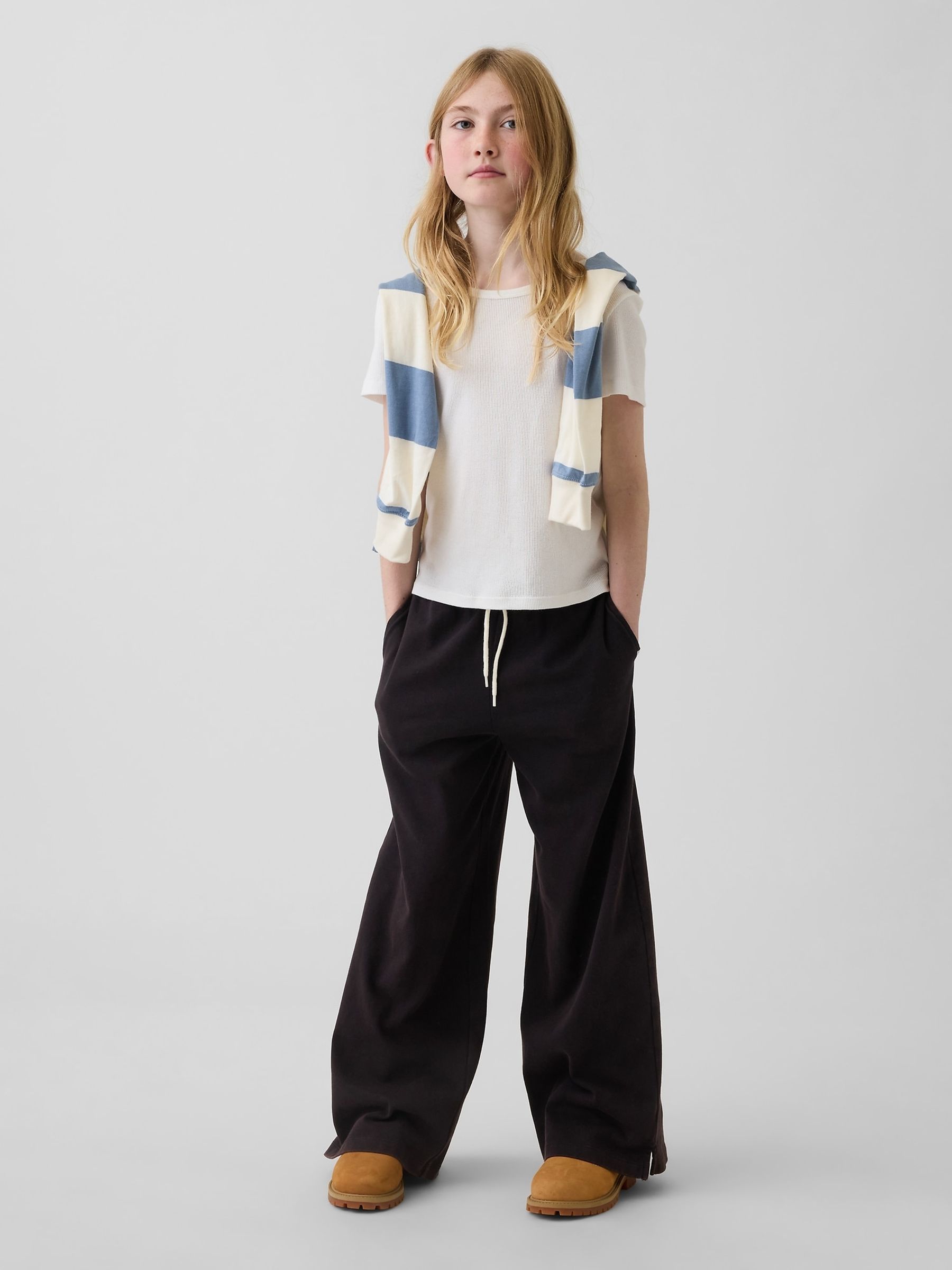 Black Relaxed Wide-Leg Trousers (4-13yrs) - Image 3 of 5