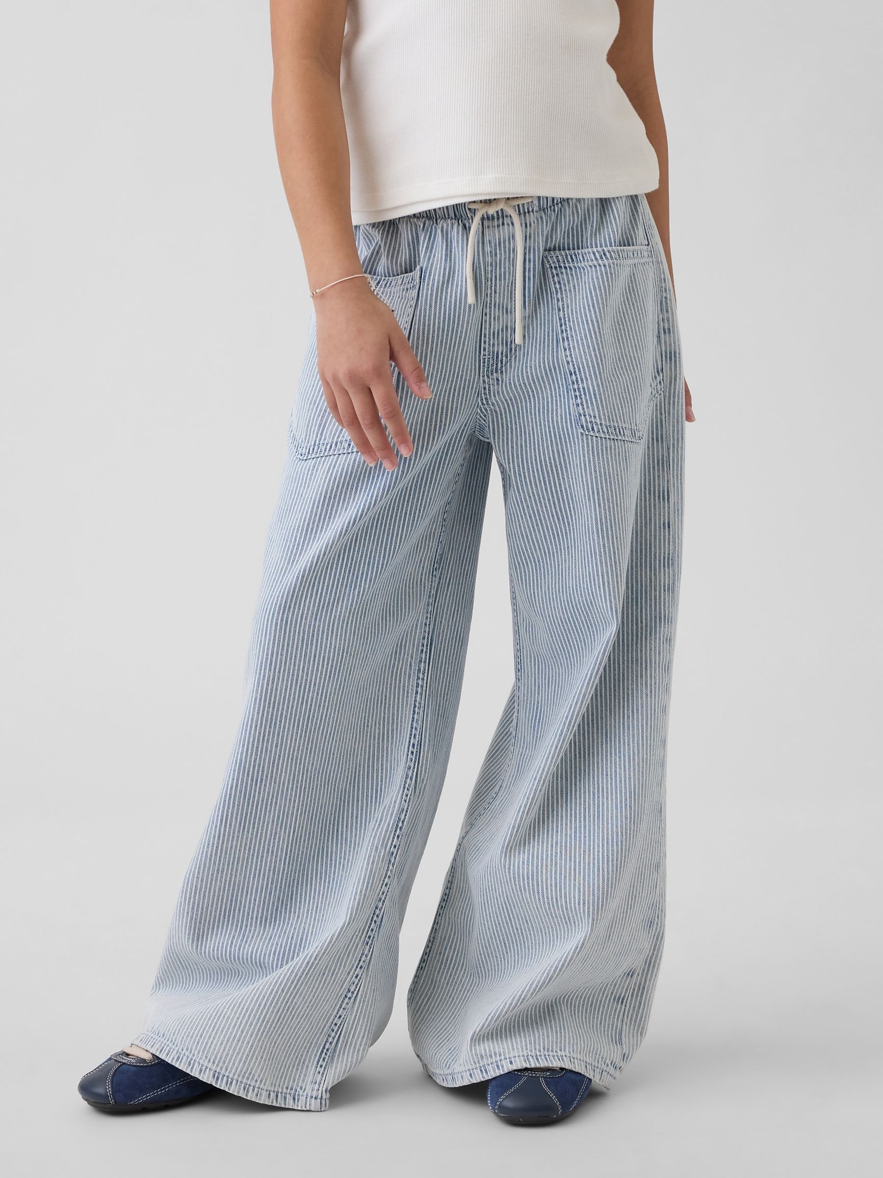 Light Wash striped Low Rise Baggy Jeans - Image 1 of 6