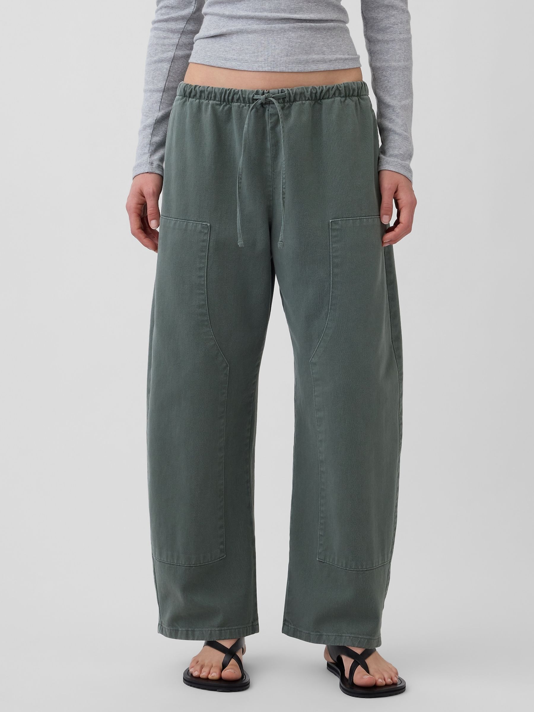 Green Easy Double-Knee Barrel Trousers - Image 1 of 4