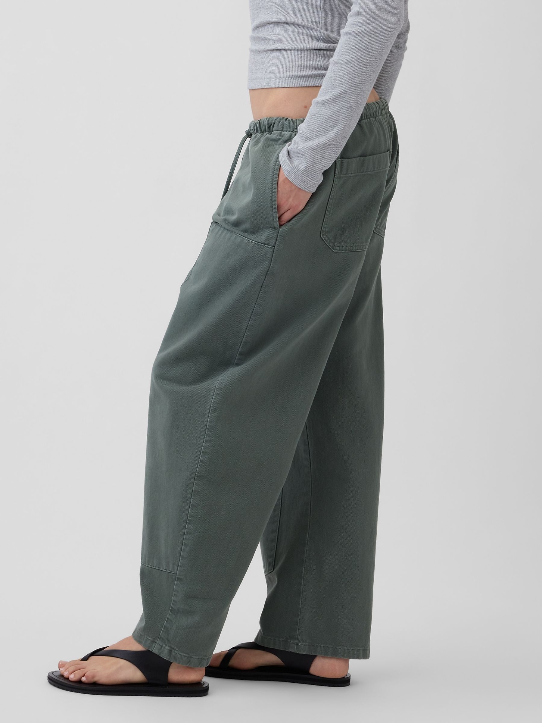 Green Easy Double-Knee Barrel Trousers - Image 3 of 4
