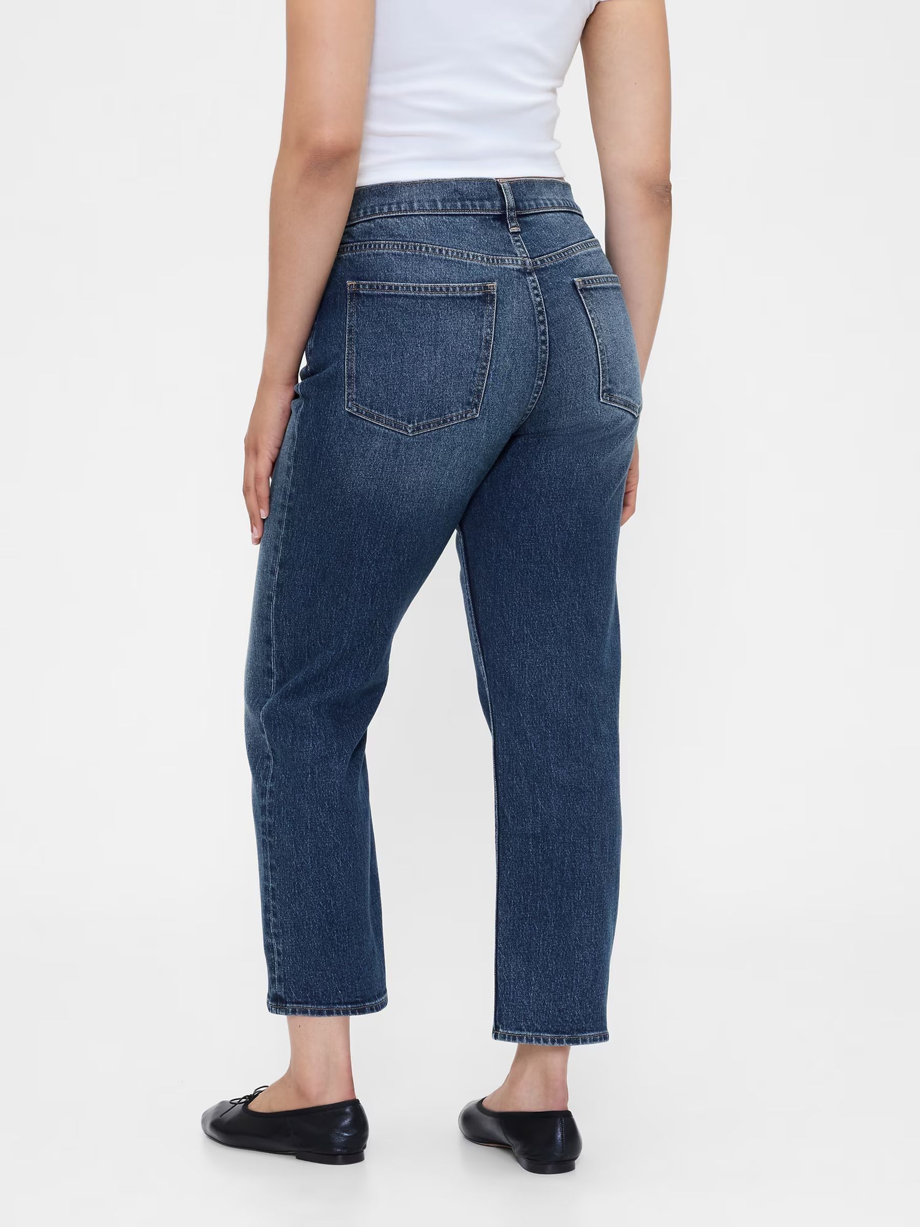 Dark Indigo High Waisted '90s Slim Straight Crop Jeans - Image 2 of 6