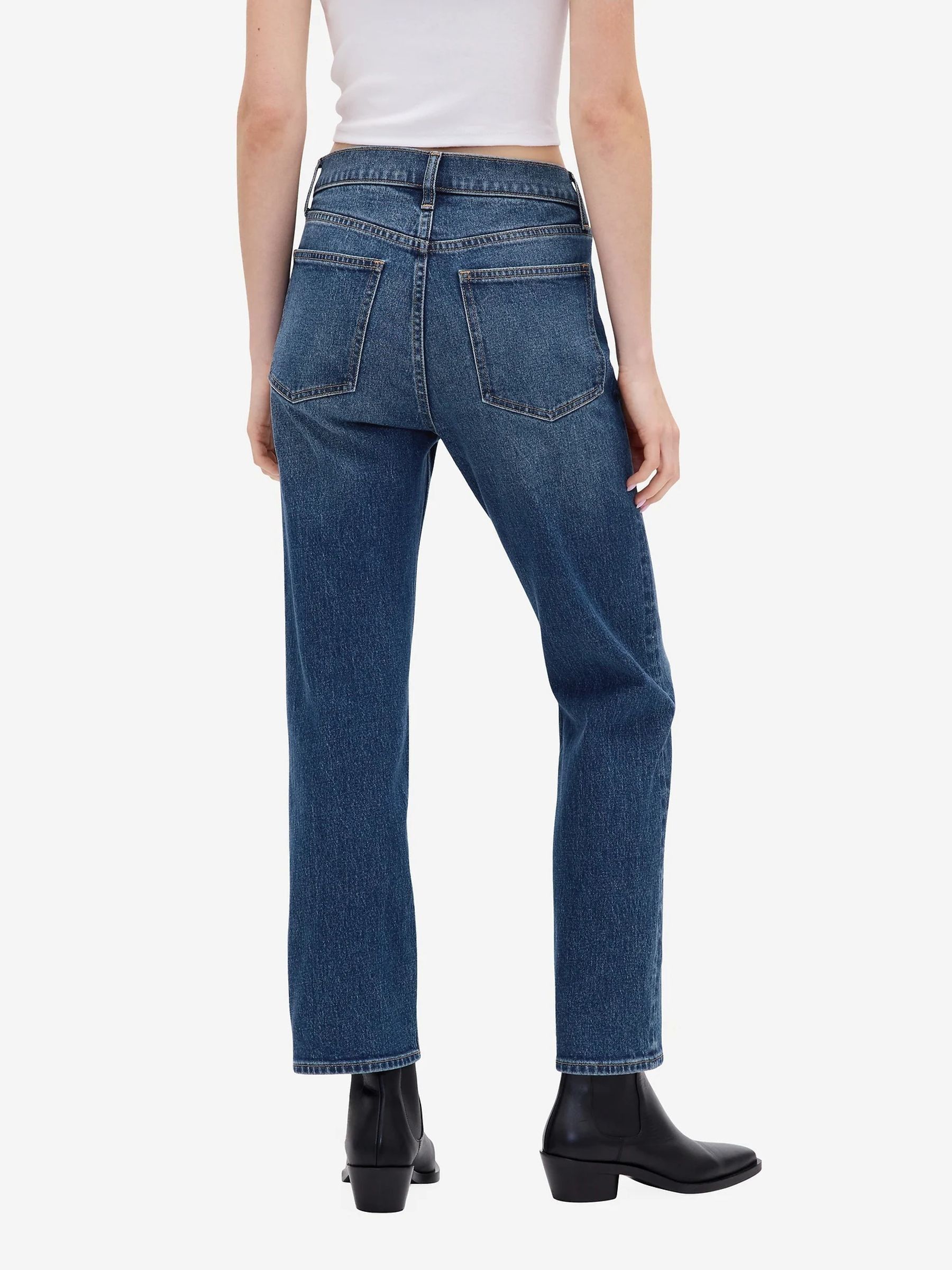 Dark Indigo High Waisted '90s Slim Straight Crop Jeans - Image 3 of 6