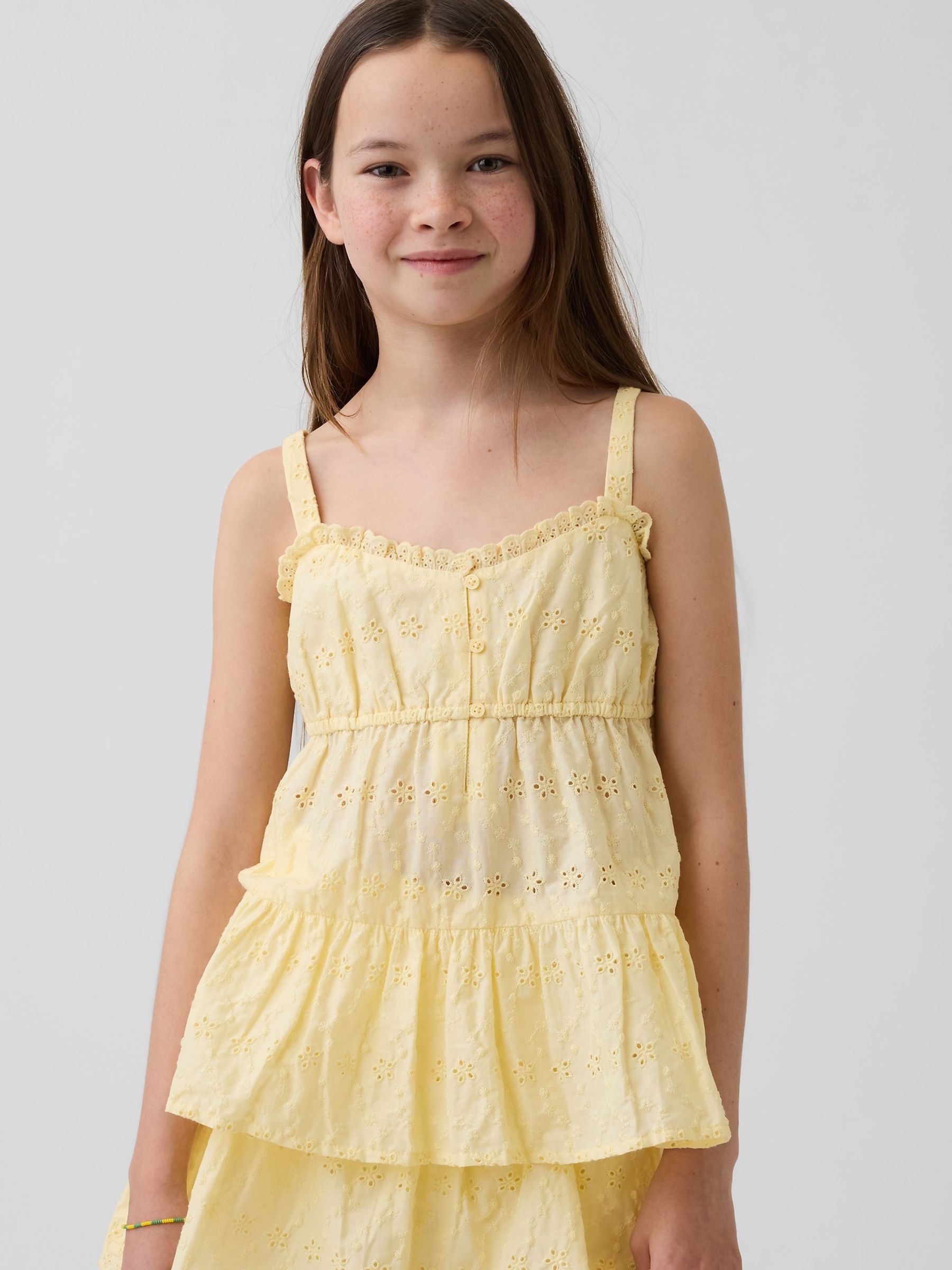 Yellow Tiered Eyelet Vest - Image 1 of 5