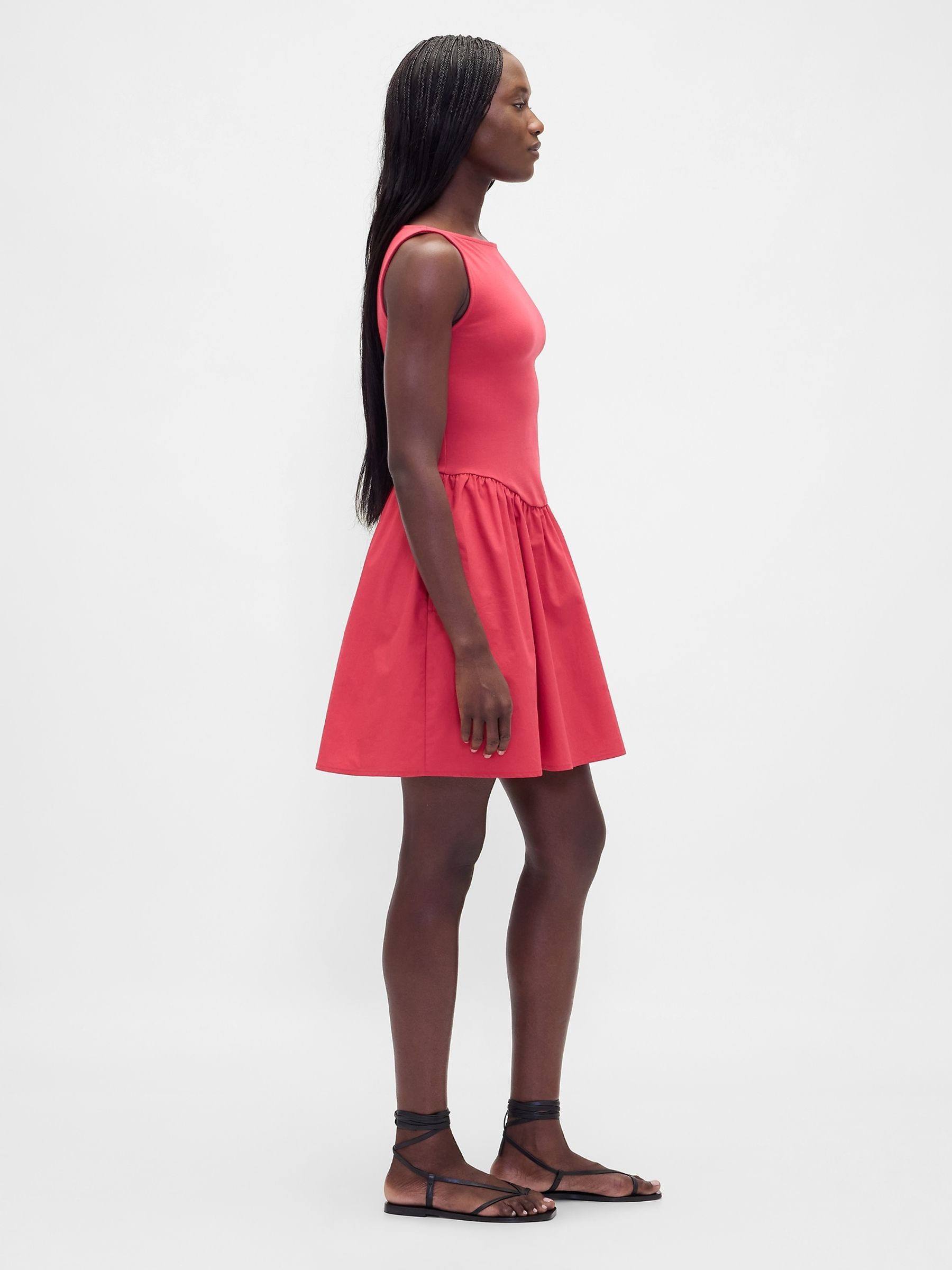 Red Drop-Waist Mini Dress - Image 3 of 4