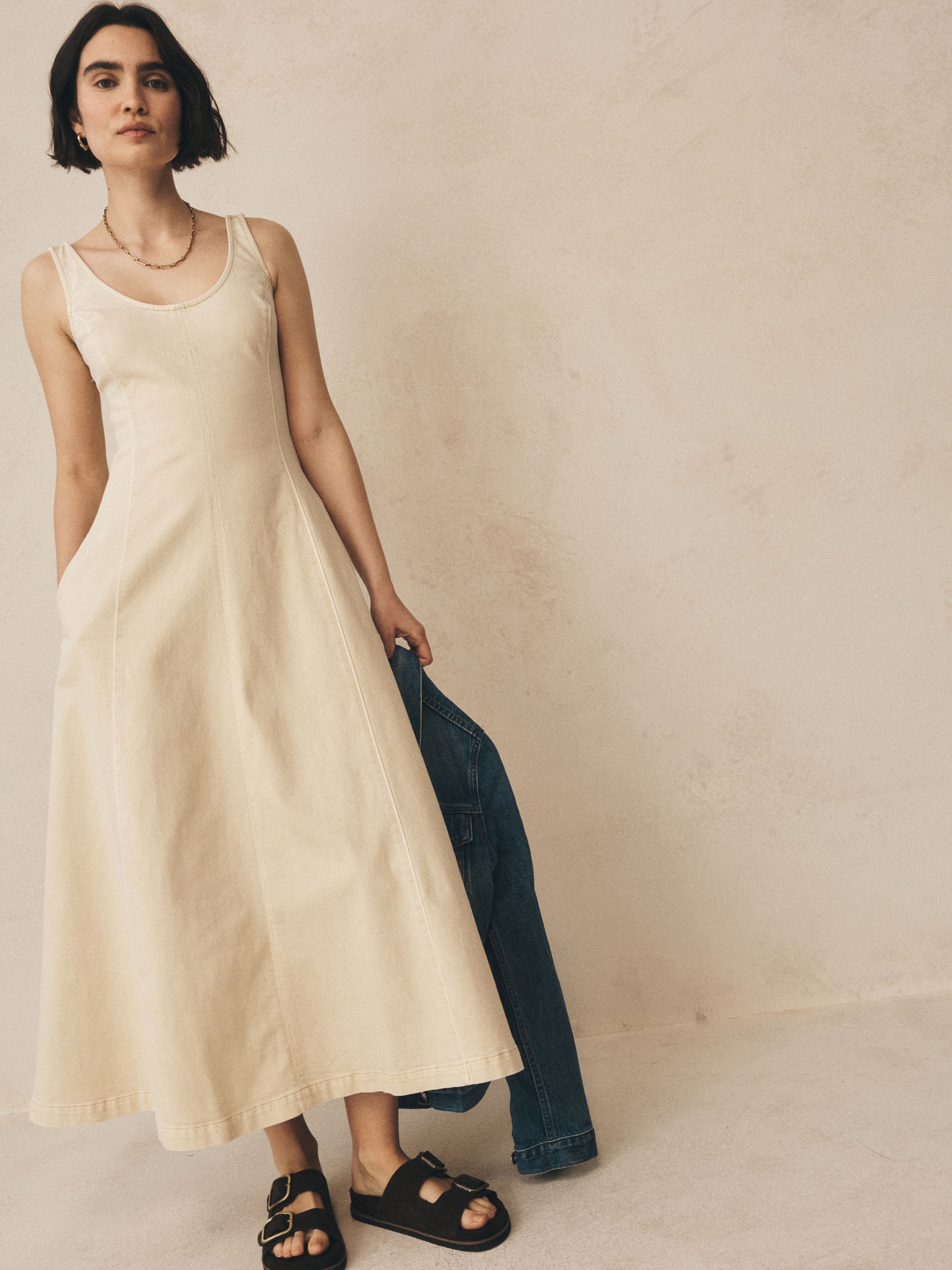 Beige Scoop Neck Maxi Dress - Image 6 of 7