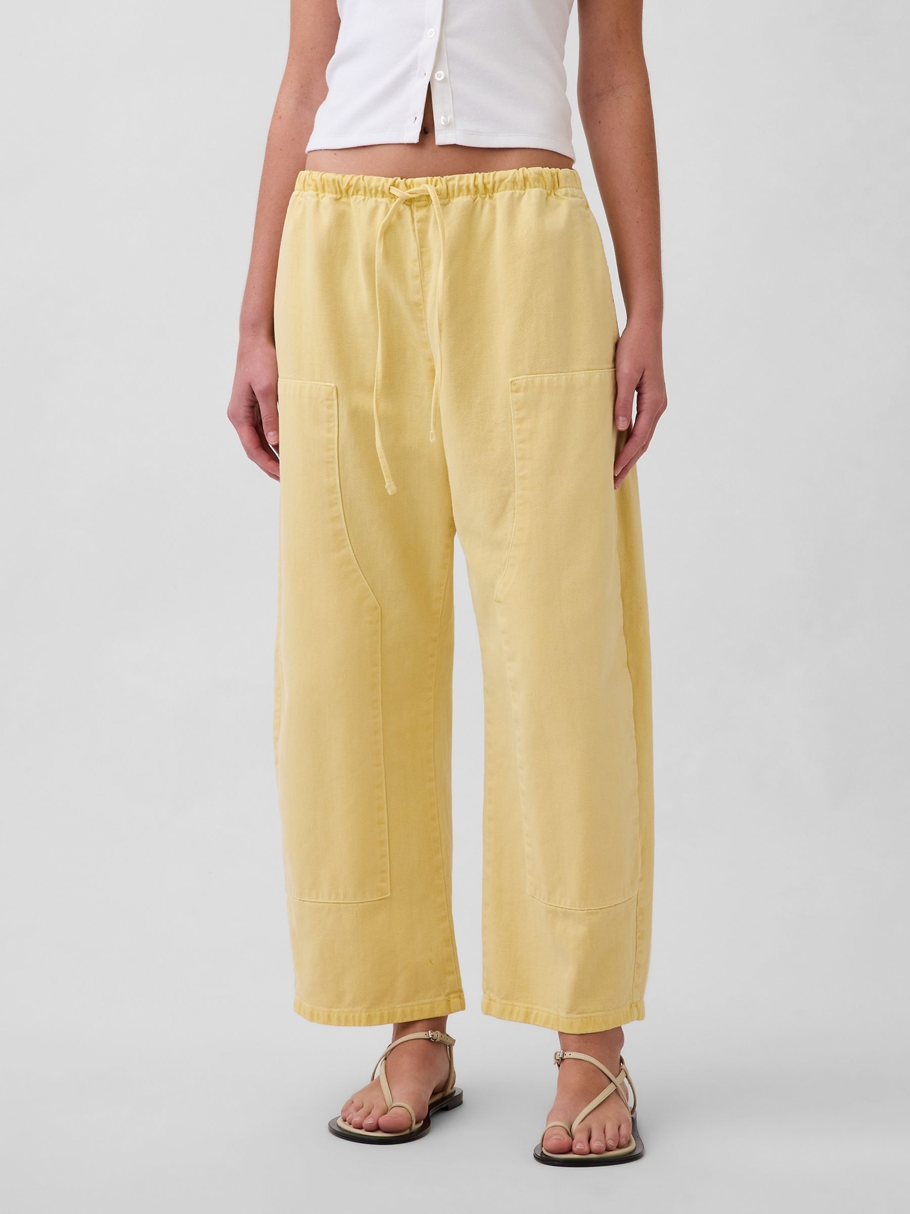 Yellow Easy Double-Knee Barrel Trousers - Image 1 of 4