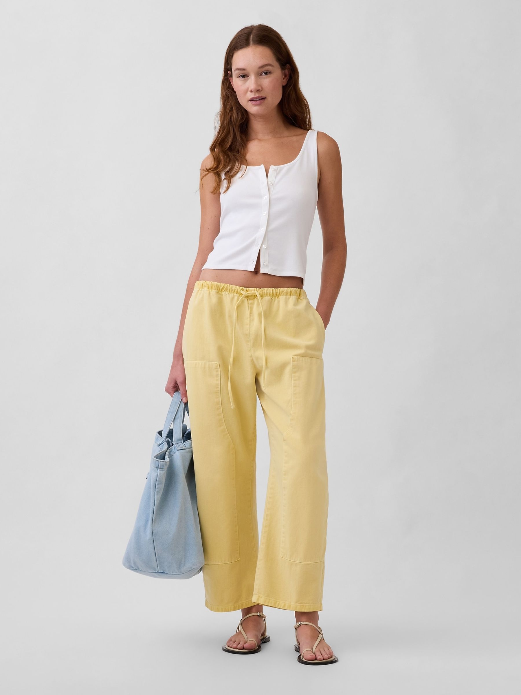 Yellow Easy Double-Knee Barrel Trousers - Image 3 of 4