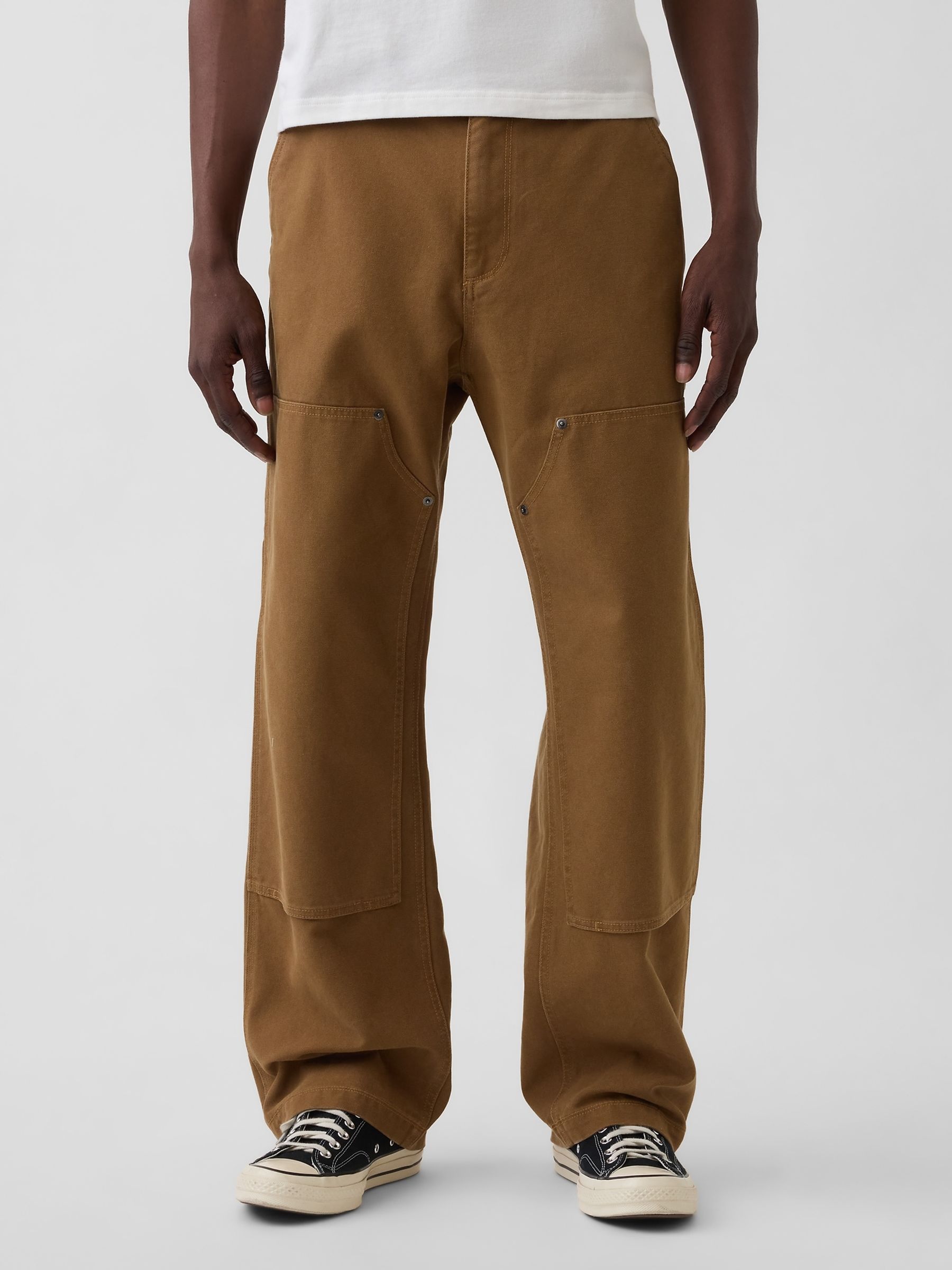 Brown 90s Loose Canvas Double-Knee Carpenter Trousers - Image 1 of 5