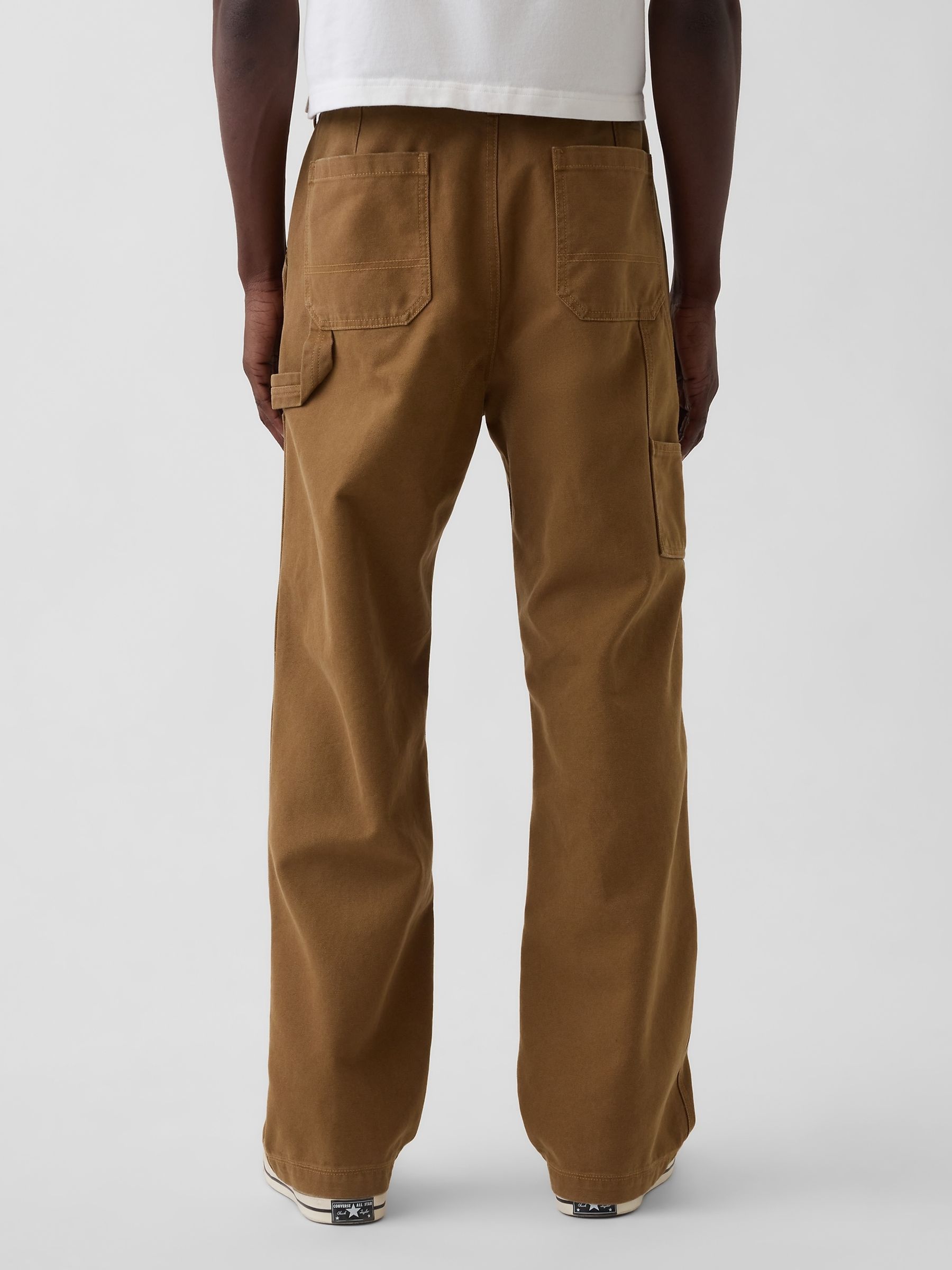 Brown 90s Loose Canvas Double-Knee Carpenter Trousers - Image 2 of 5