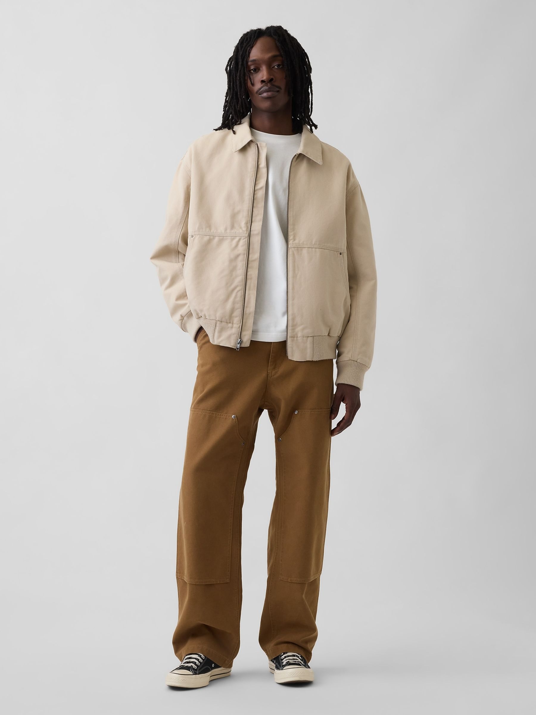 Brown 90s Loose Canvas Double-Knee Carpenter Trousers - Image 4 of 5