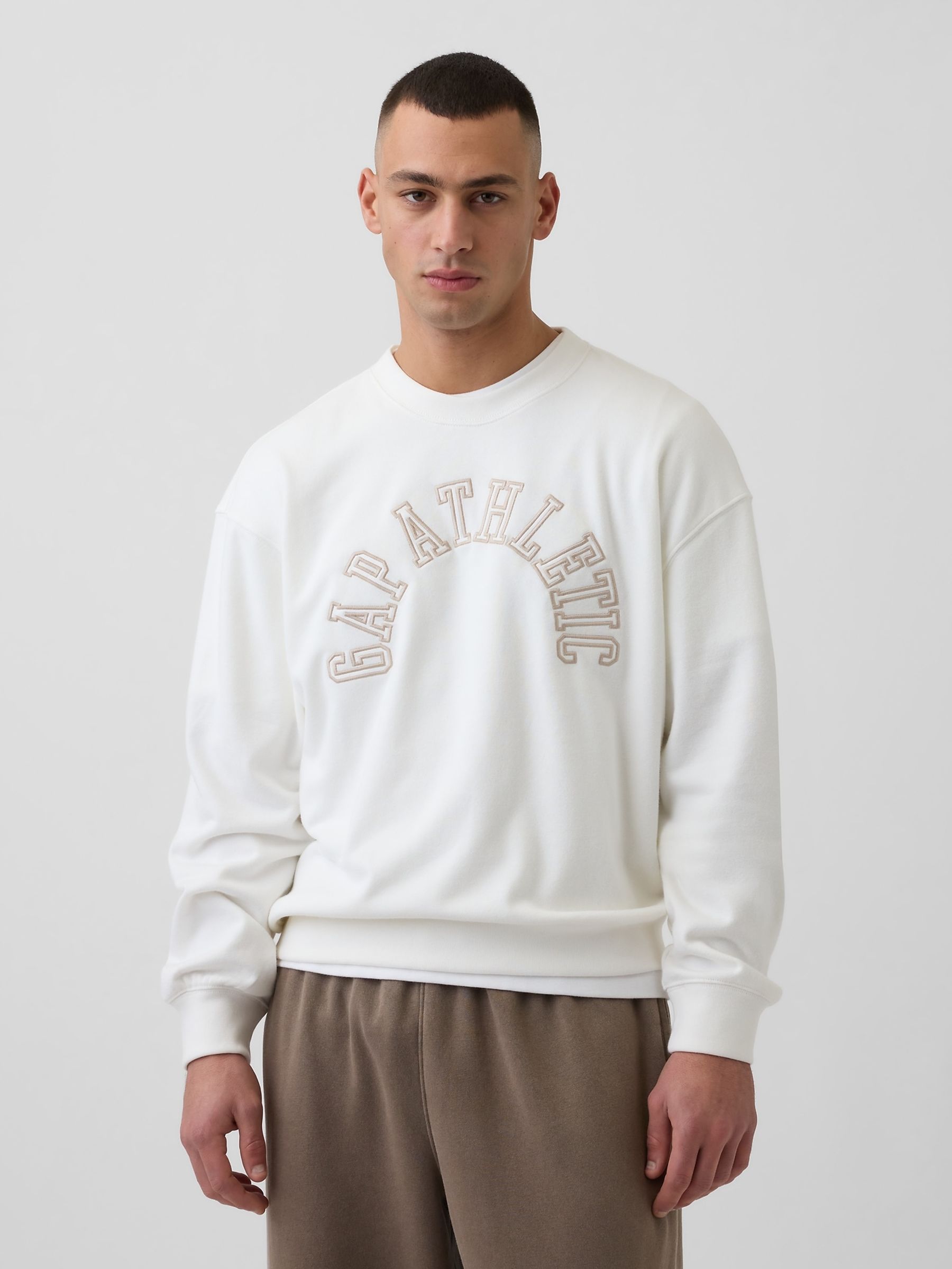White VintageSoft French Terry Oversized Athletic Sweatshirt - Image 1 of 4