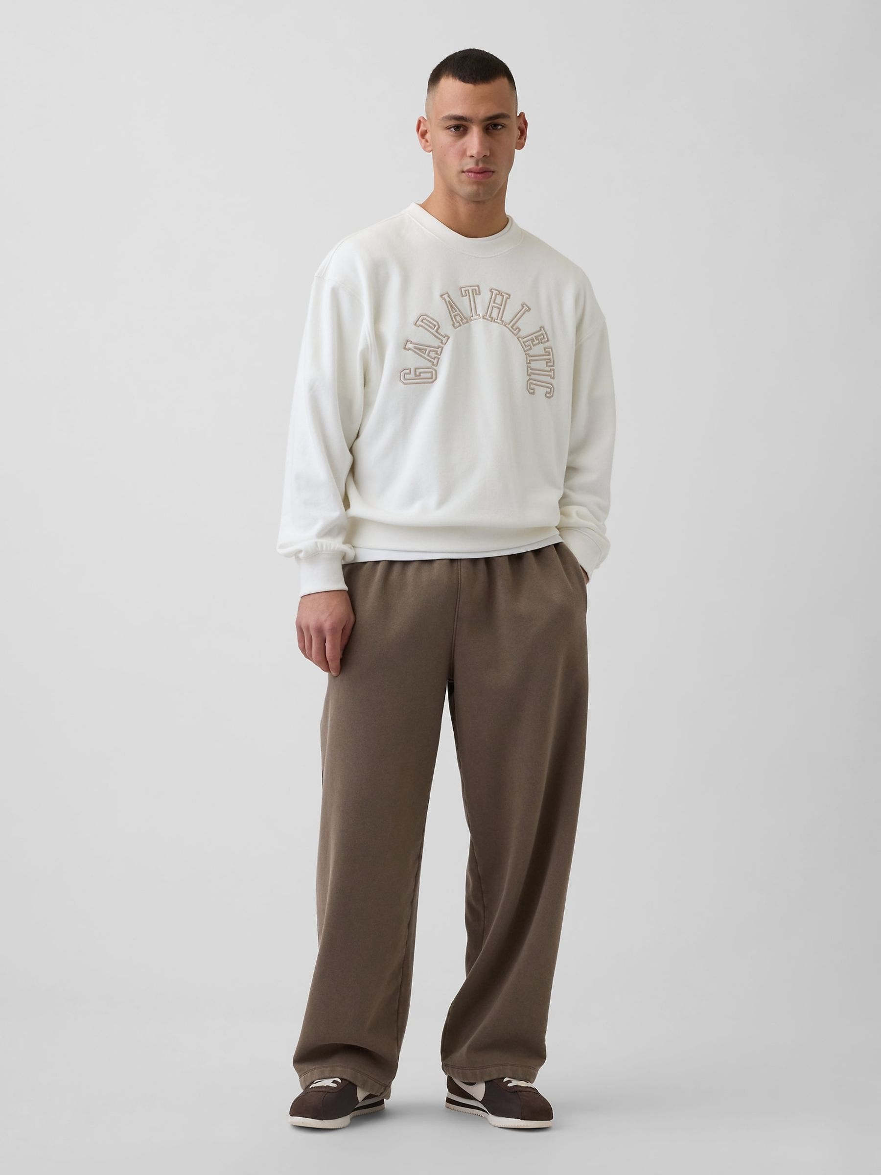 White VintageSoft French Terry Oversized Athletic Sweatshirt - Image 3 of 4