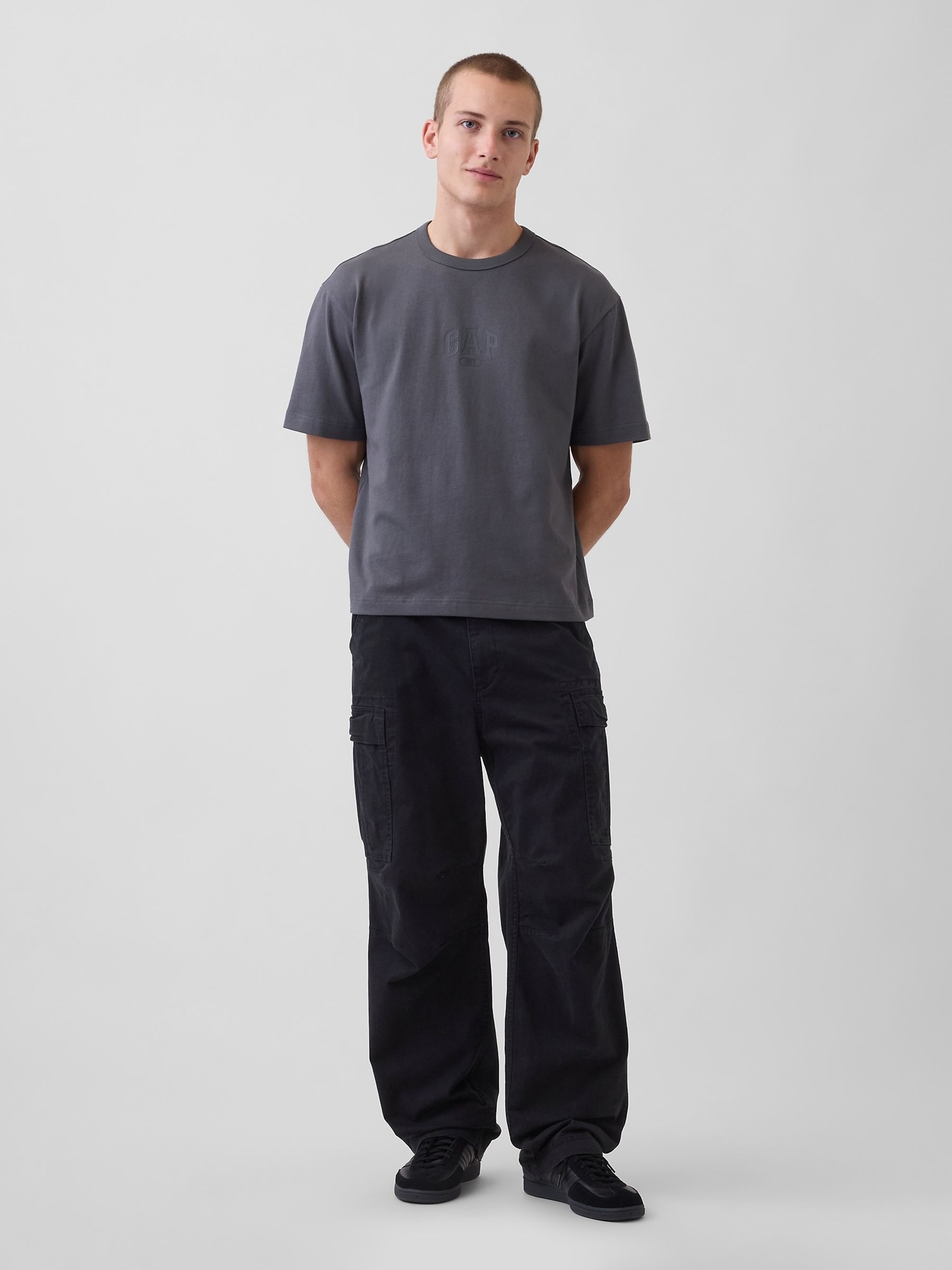 Charcoal Grey Heavyweight Relaxed 1969 Logo Boxy T-Shirt - Image 3 of 4