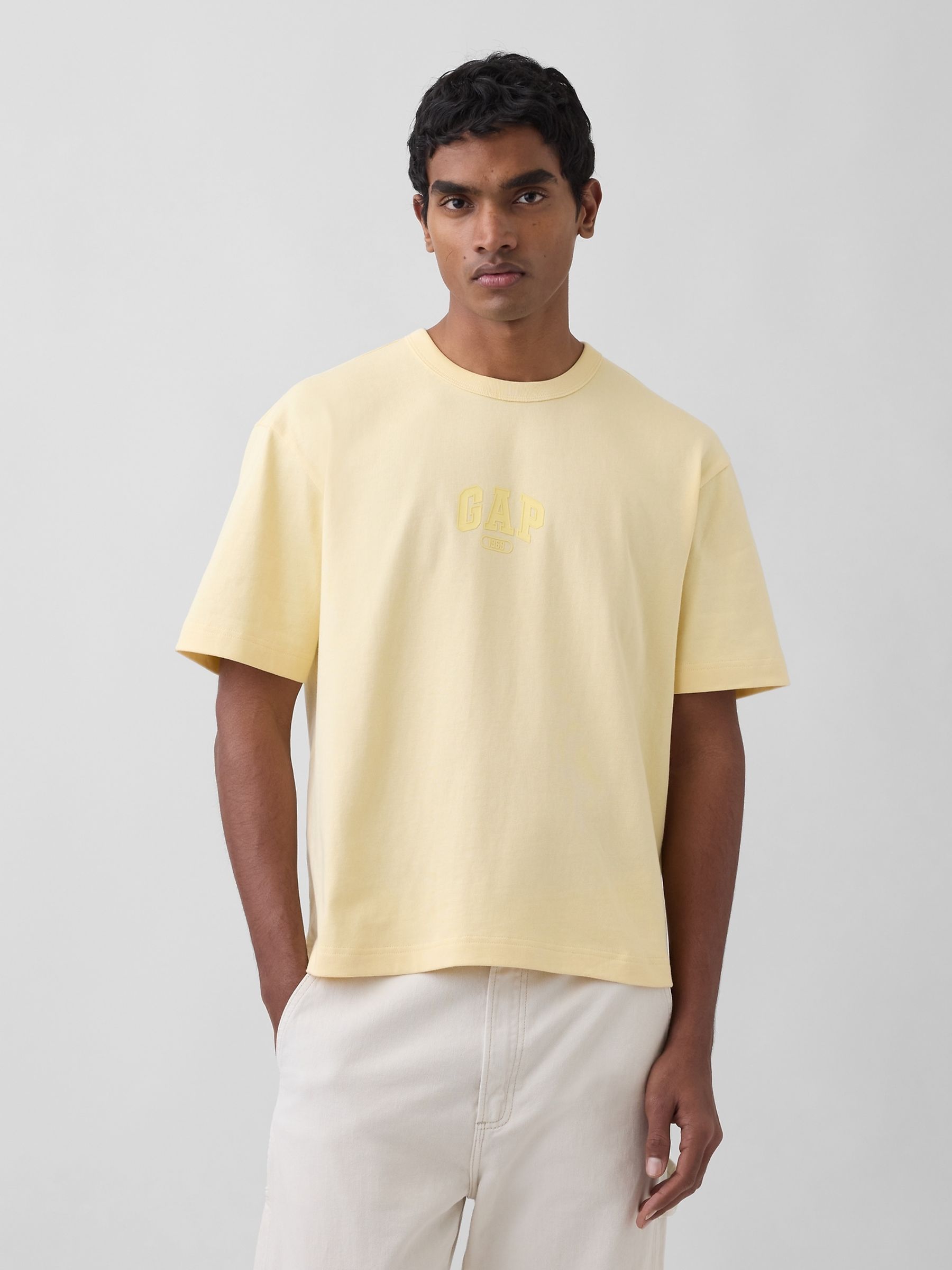 Yellow Heavyweight Relaxed 1969 Logo Boxy T-Shirt - Image 1 of 4