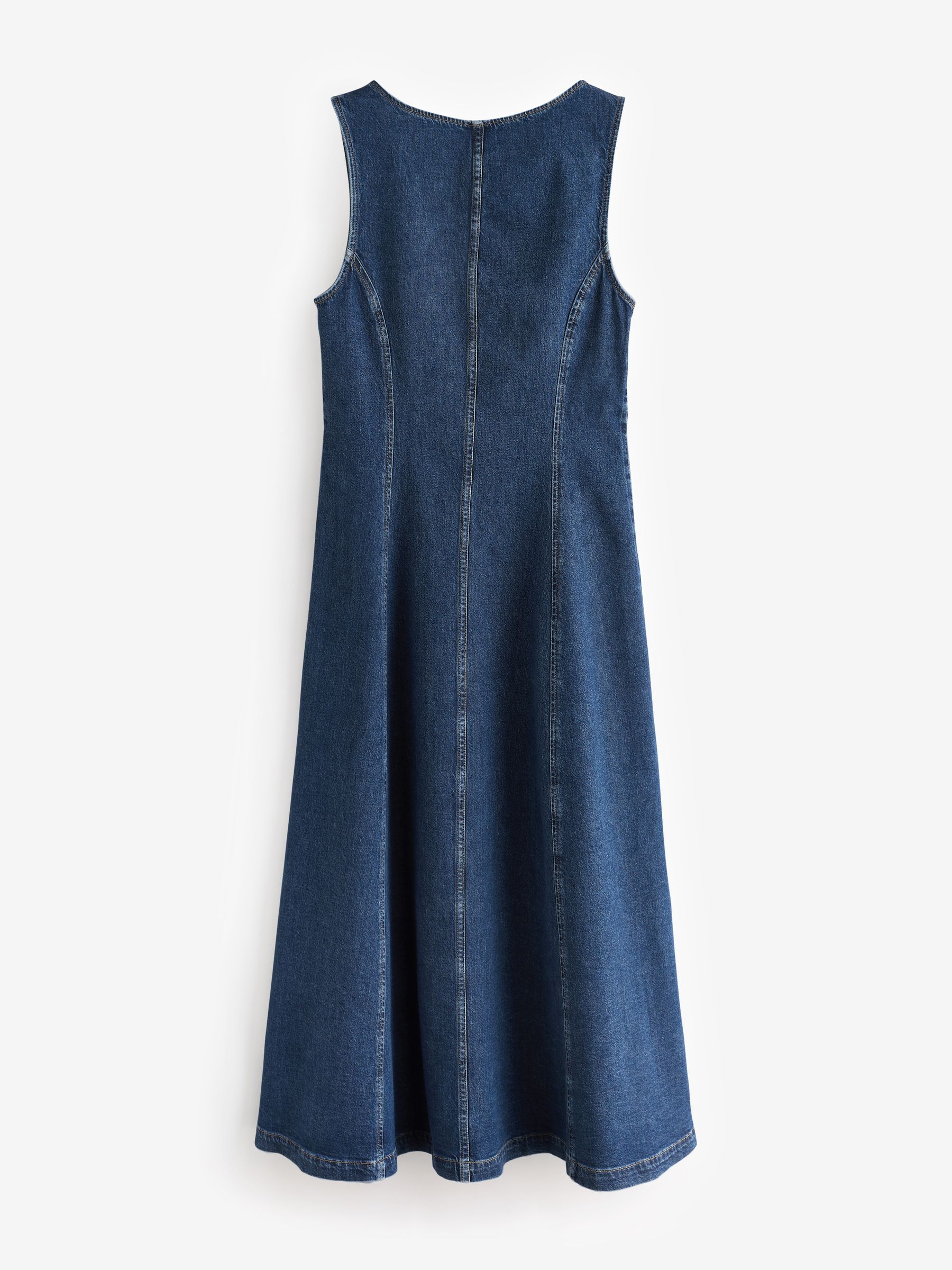 Dark Wash Denim Seamed Zip-Front Midi Dress - Image 6 of 8