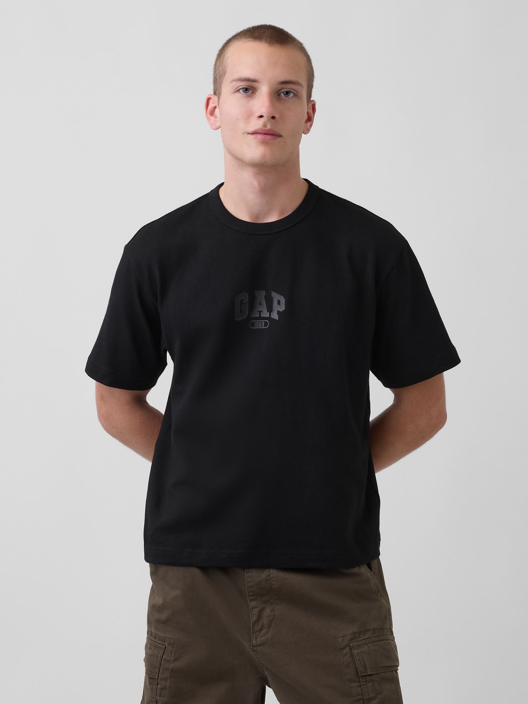Black Heavyweight Relaxed 1969 Logo Boxy T-Shirt - Image 1 of 4