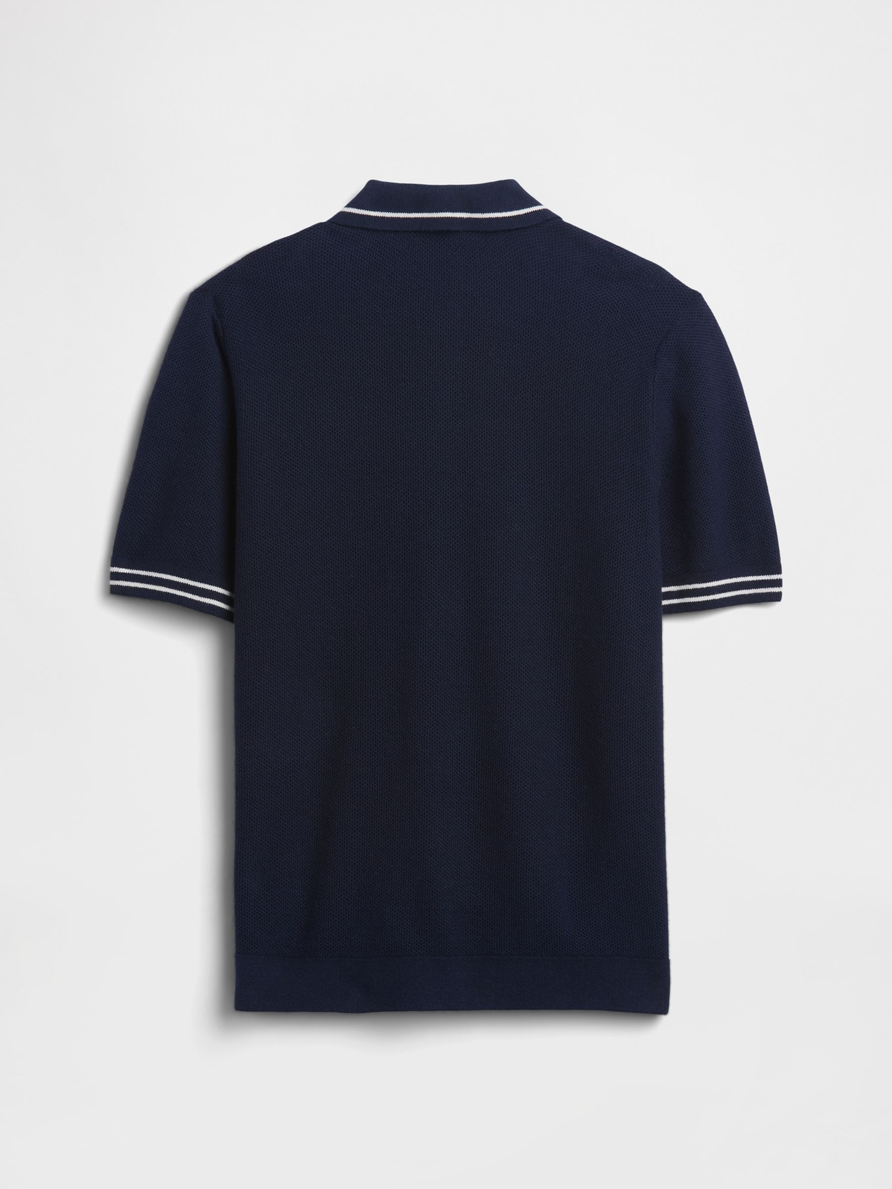 Navy Relaxed Knitted Polo Shirt - Image 3 of 4