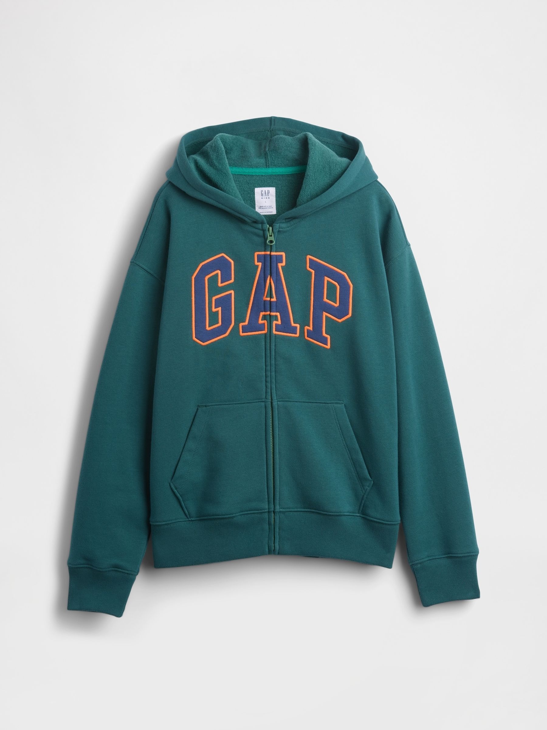 Green Relaxed Logo French Terry Zip Hoodie (4-13yrs) - Image 4 of 5