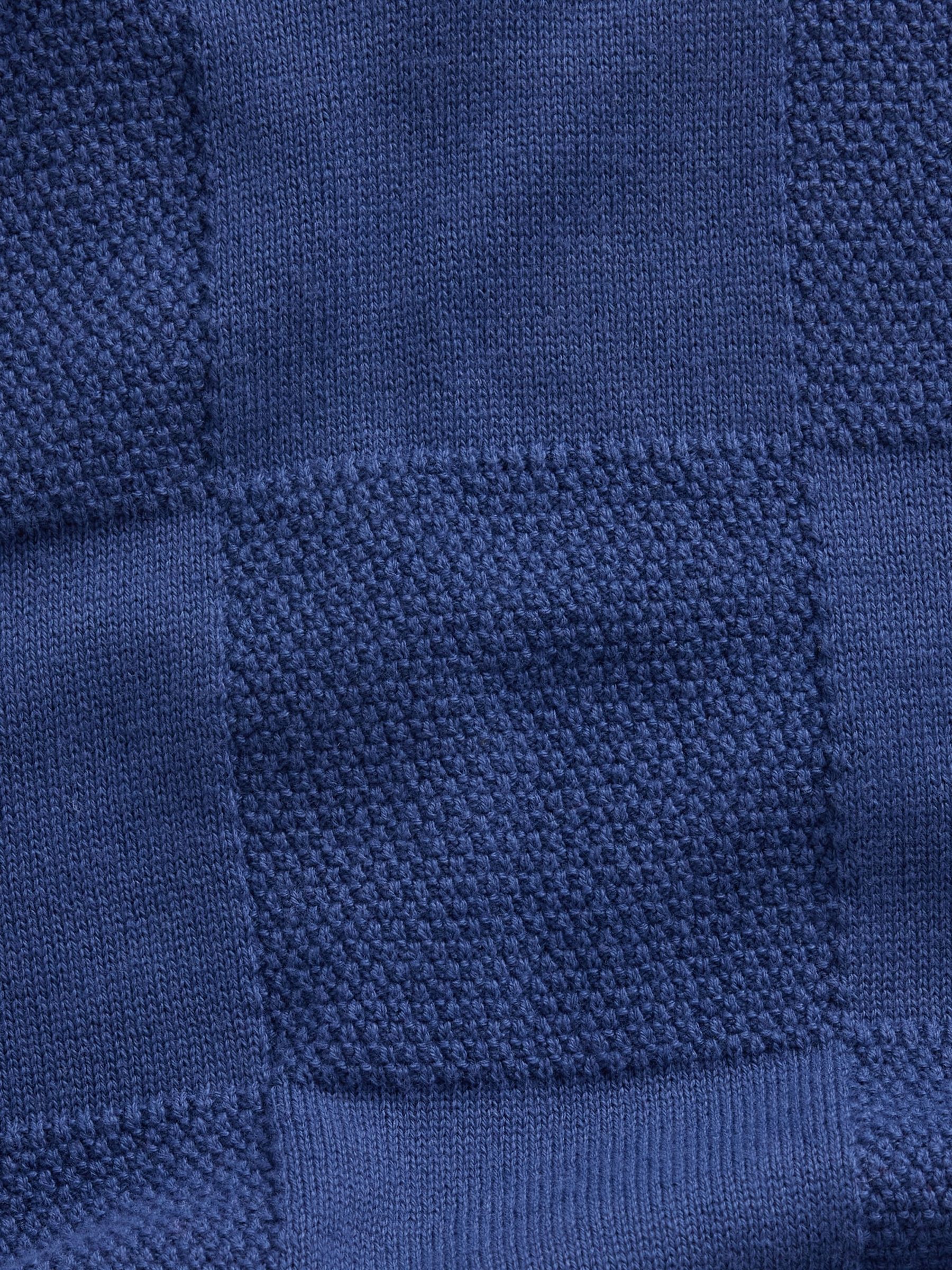 Blue Johnny-Collar Checkered Jumper - Image 4 of 4