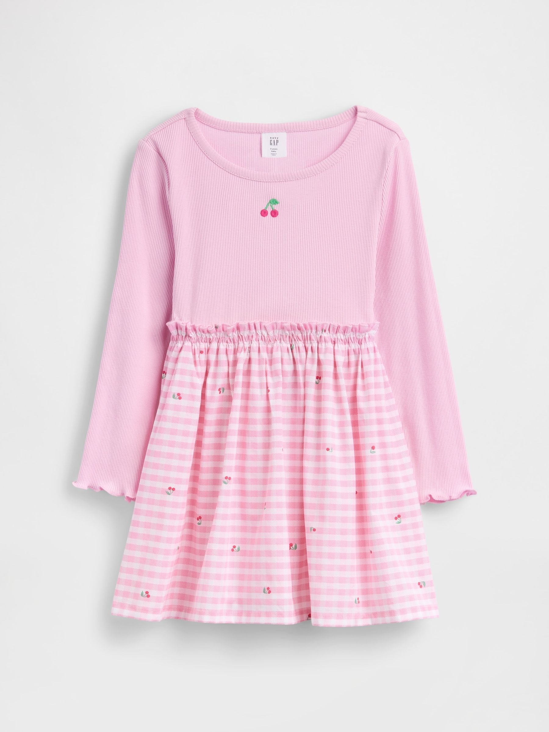 Pink Cherry Mixed Media Dress - Image 2 of 3