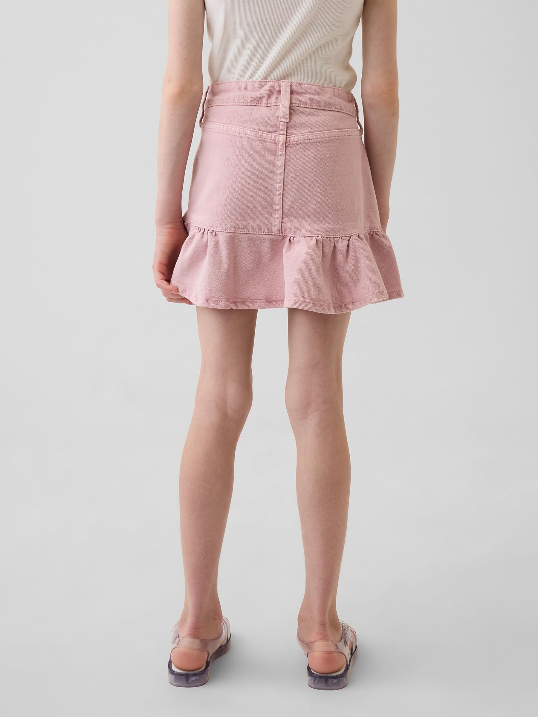 Pink Denim Ruffle Skirt - Image 2 of 4