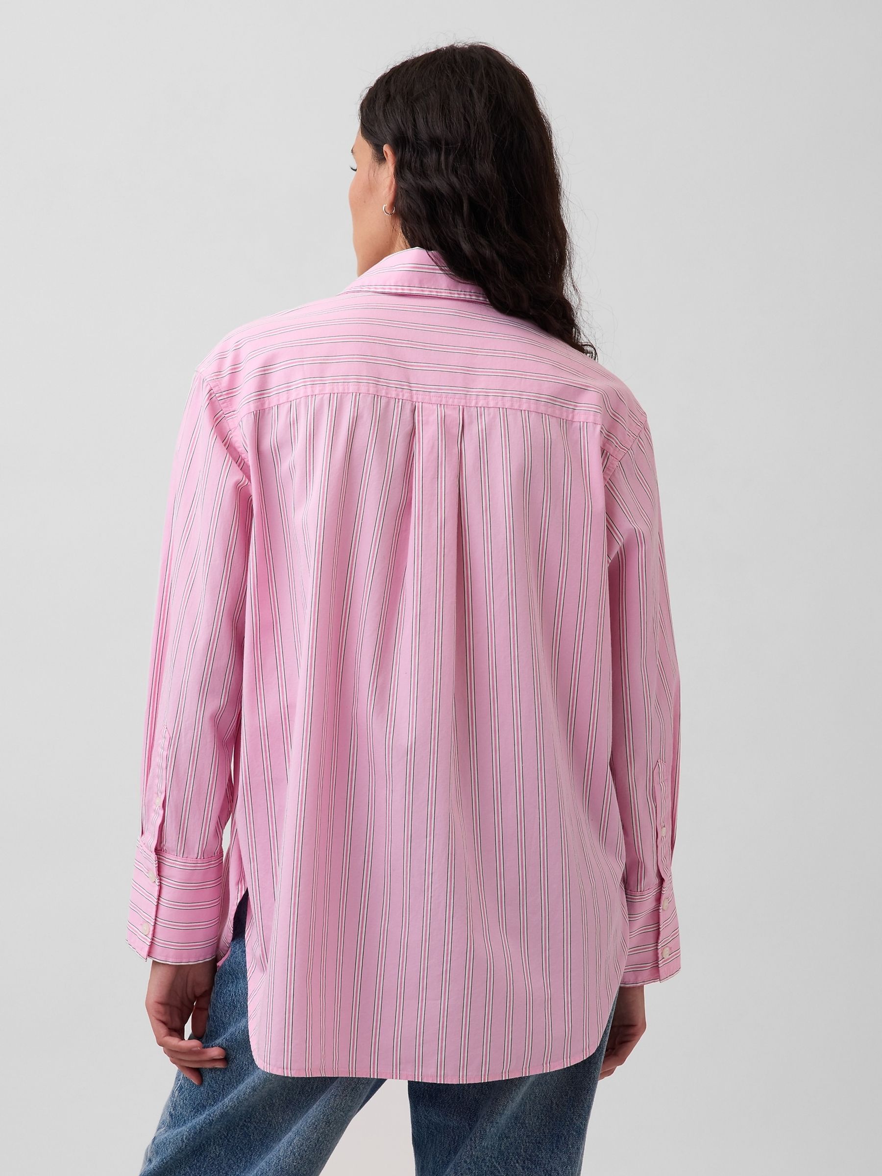 Pink Stripe Cotton Poplin Big Shirt - Image 2 of 5