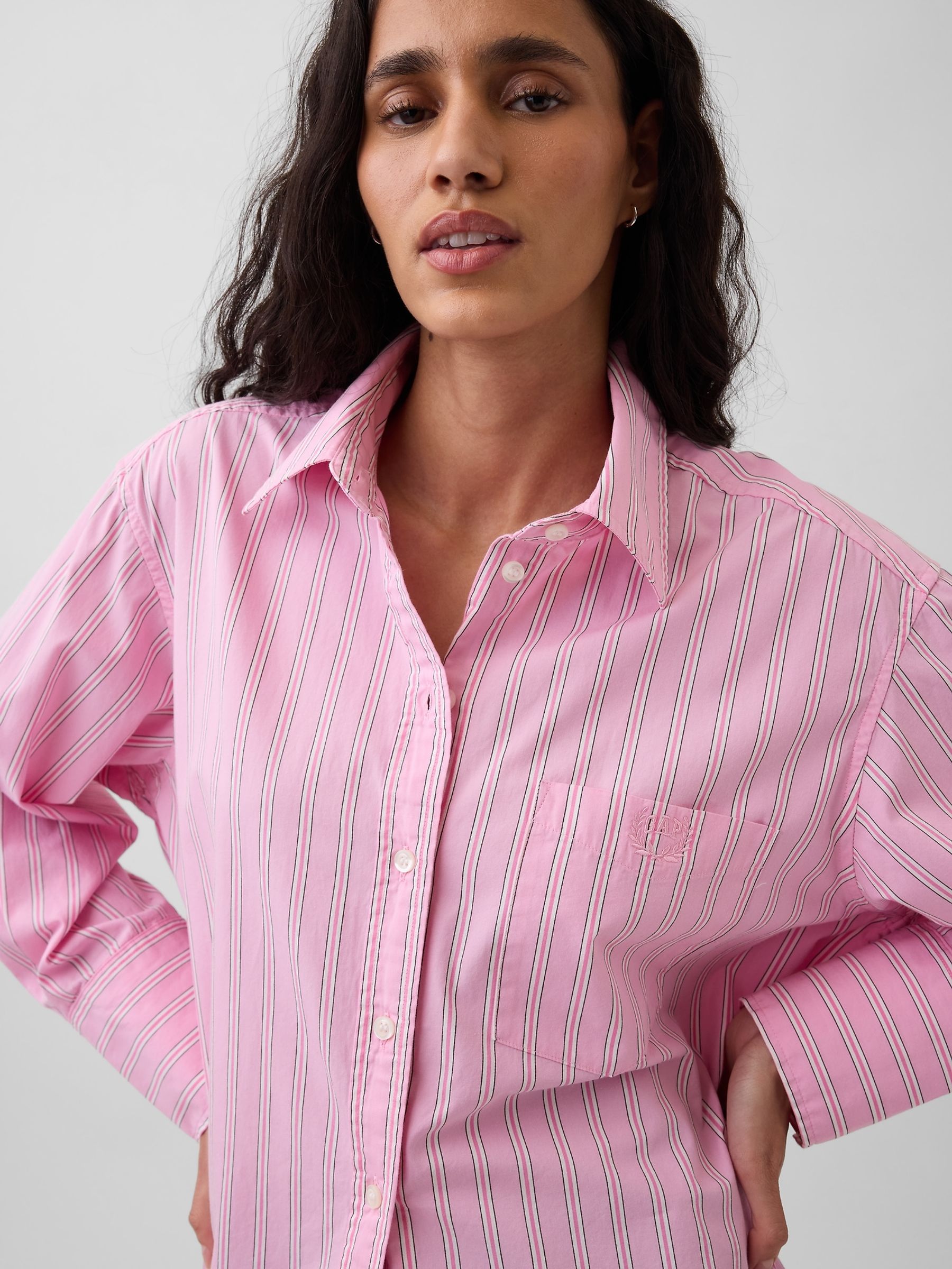 Pink Stripe Cotton Poplin Big Shirt - Image 4 of 5