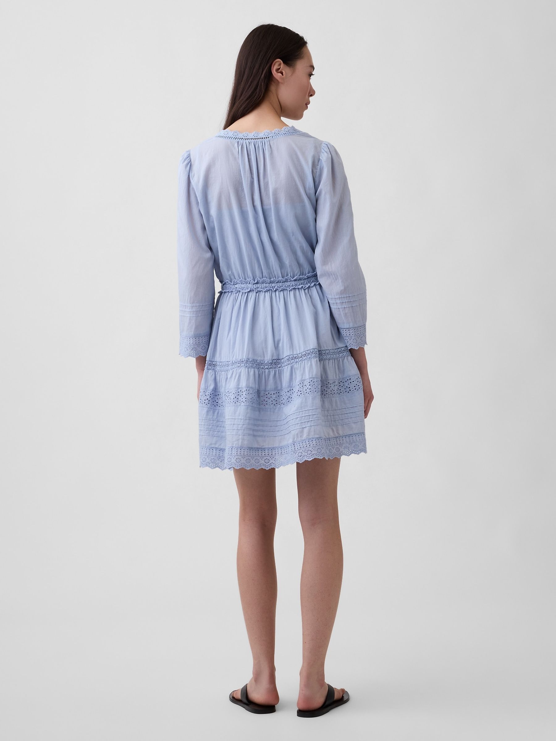 Blue Lace-Trim Mini Dress - Image 2 of 4