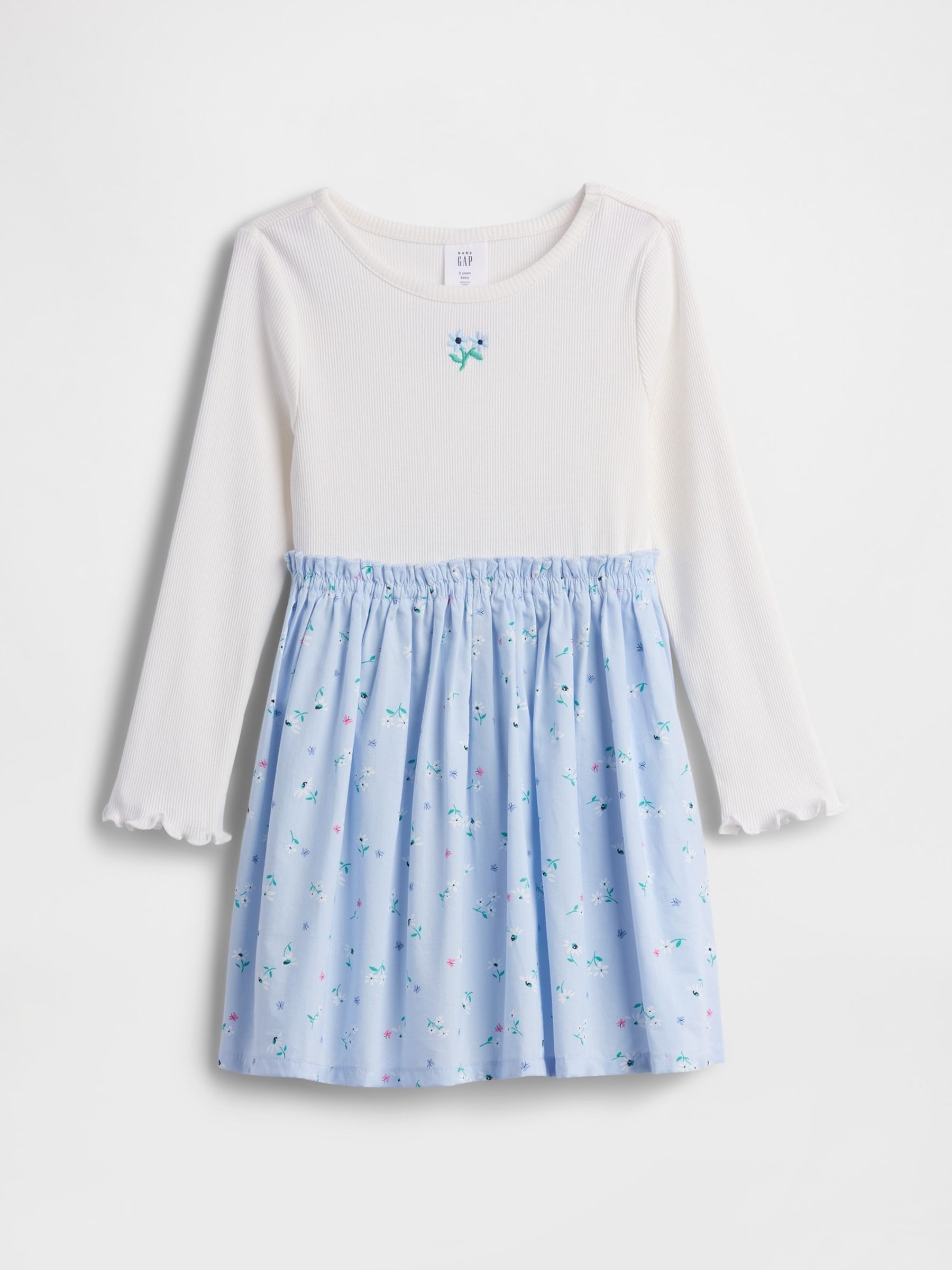 Blue Floral Mixed Media Dress - Image 2 of 3