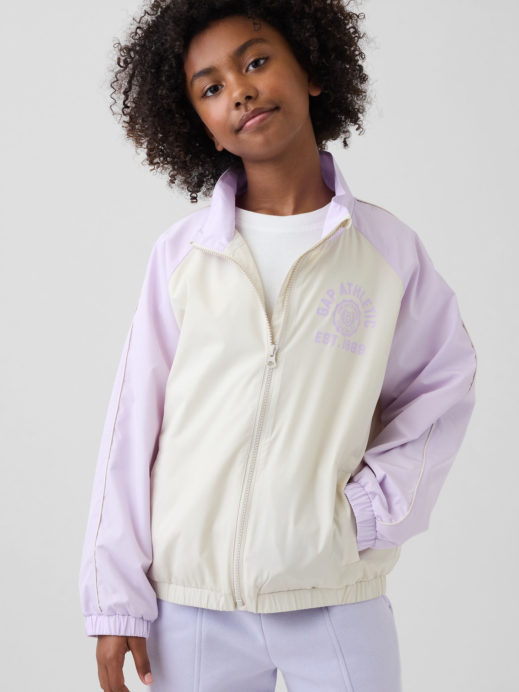 Purple Athletic Logo Windbreaker Jacket - Image 1 of 5 Purple Athletic Logo Windbreaker Jacket - Image 1 of 5