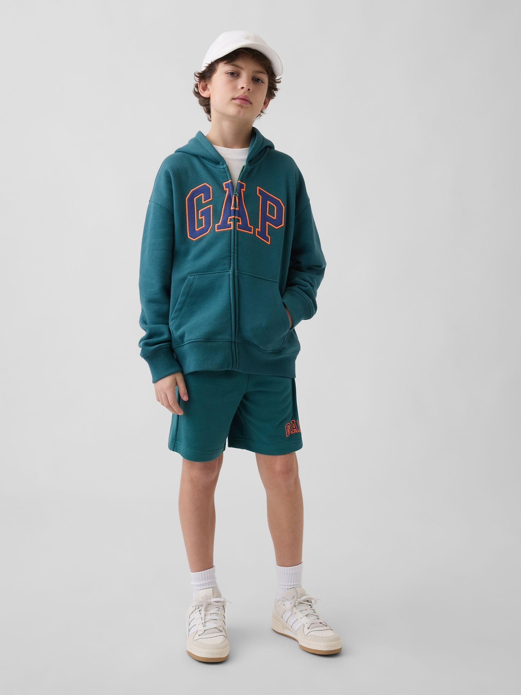 Green Relaxed Logo French Terry Pull On Shorts - Image 3 of 5