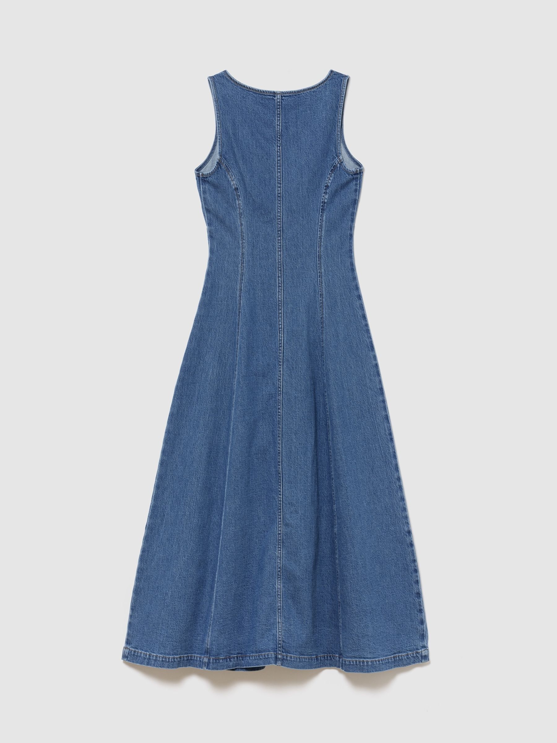 Medium wash Denim Zip-Front Midi Dress - Image 2 of 2
