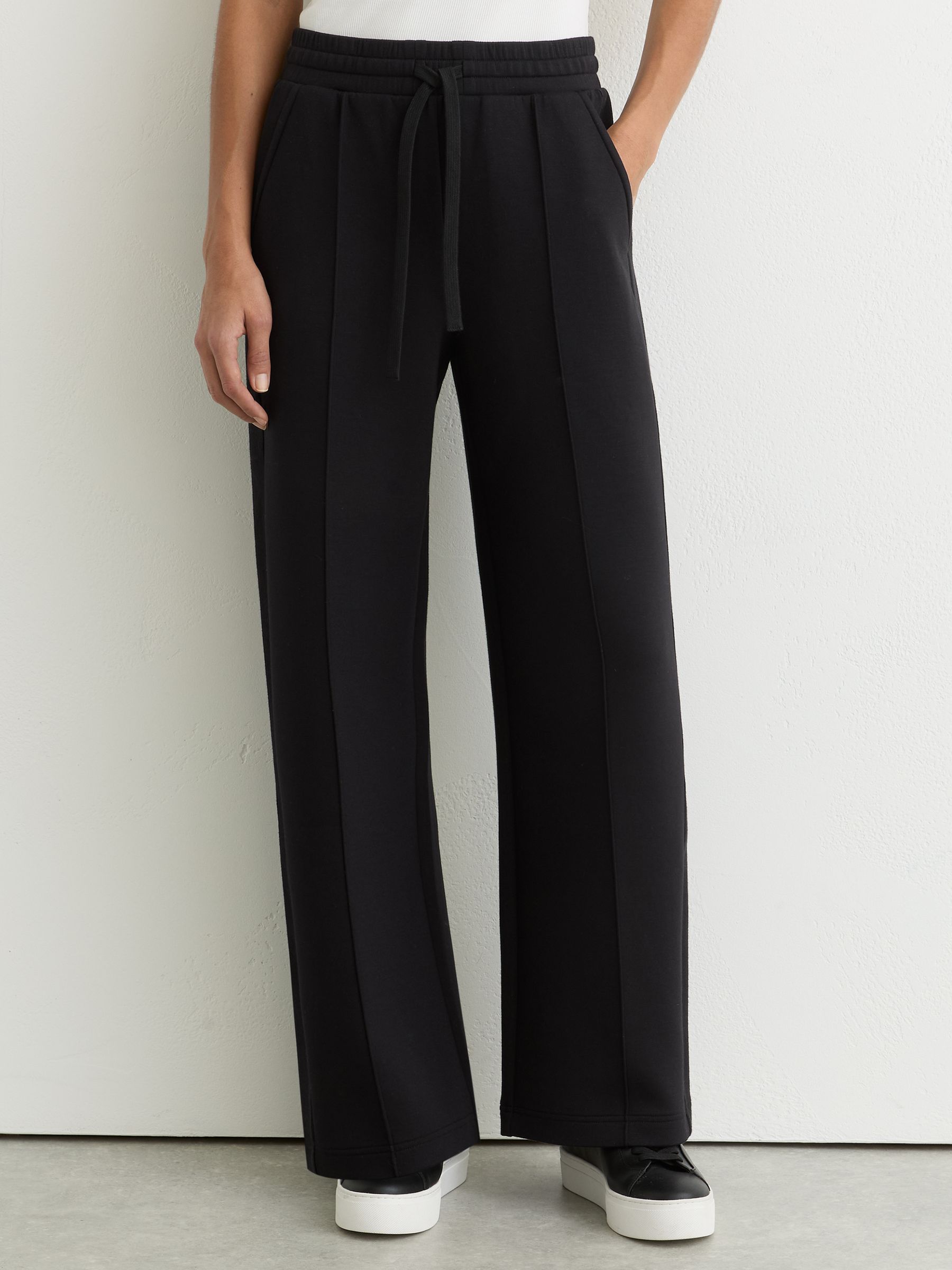 Premium Interlock Wide-Leg Joggers in Black - Image 3 of 7